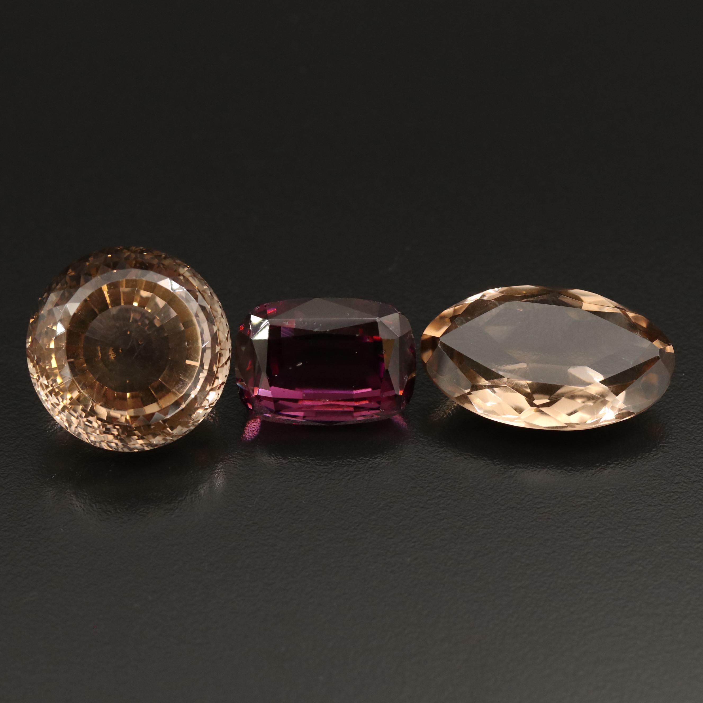 Loose 220.92 CTW Faceted Smoky Quartz and Glass