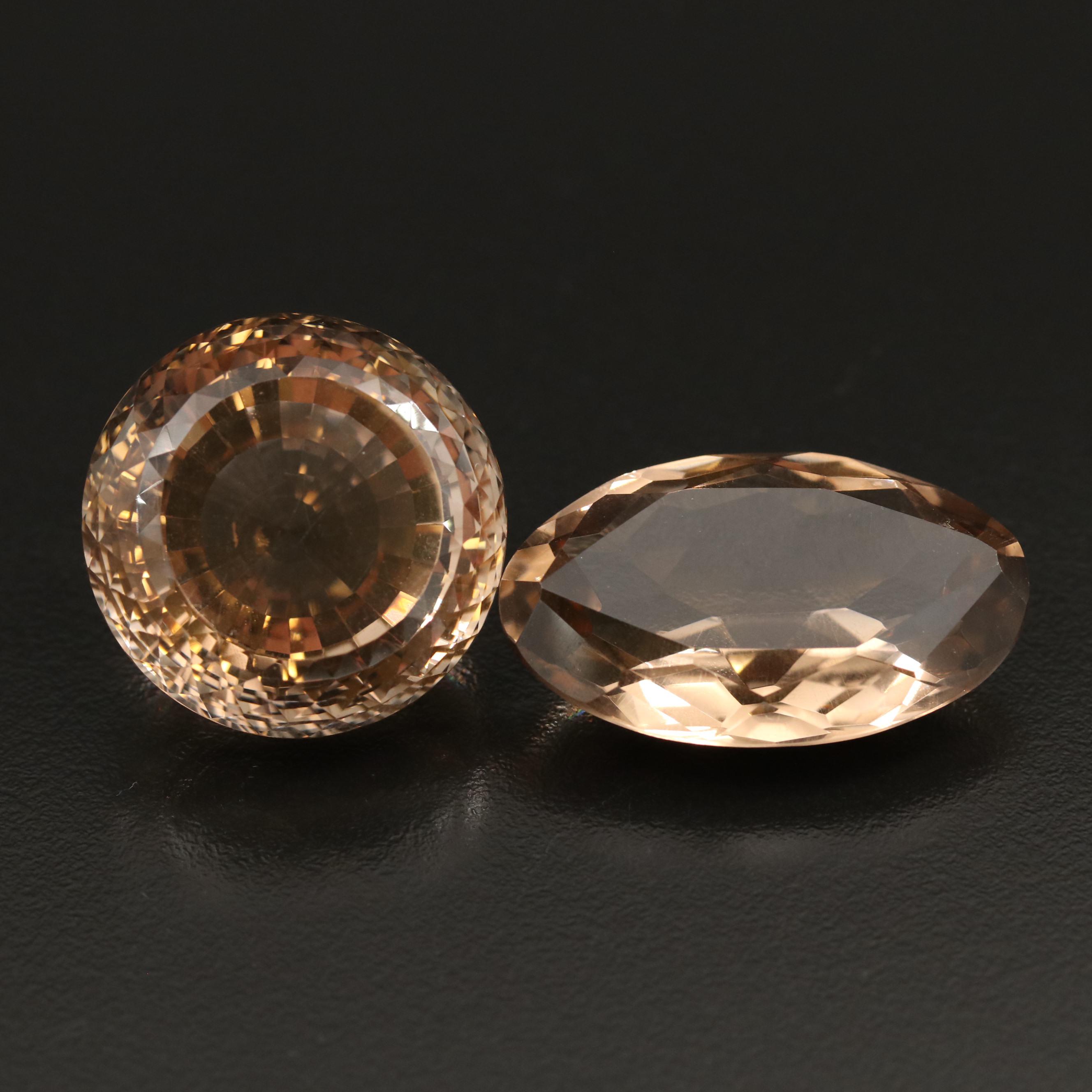 Loose 220.92 CTW Faceted Smoky Quartz and Glass