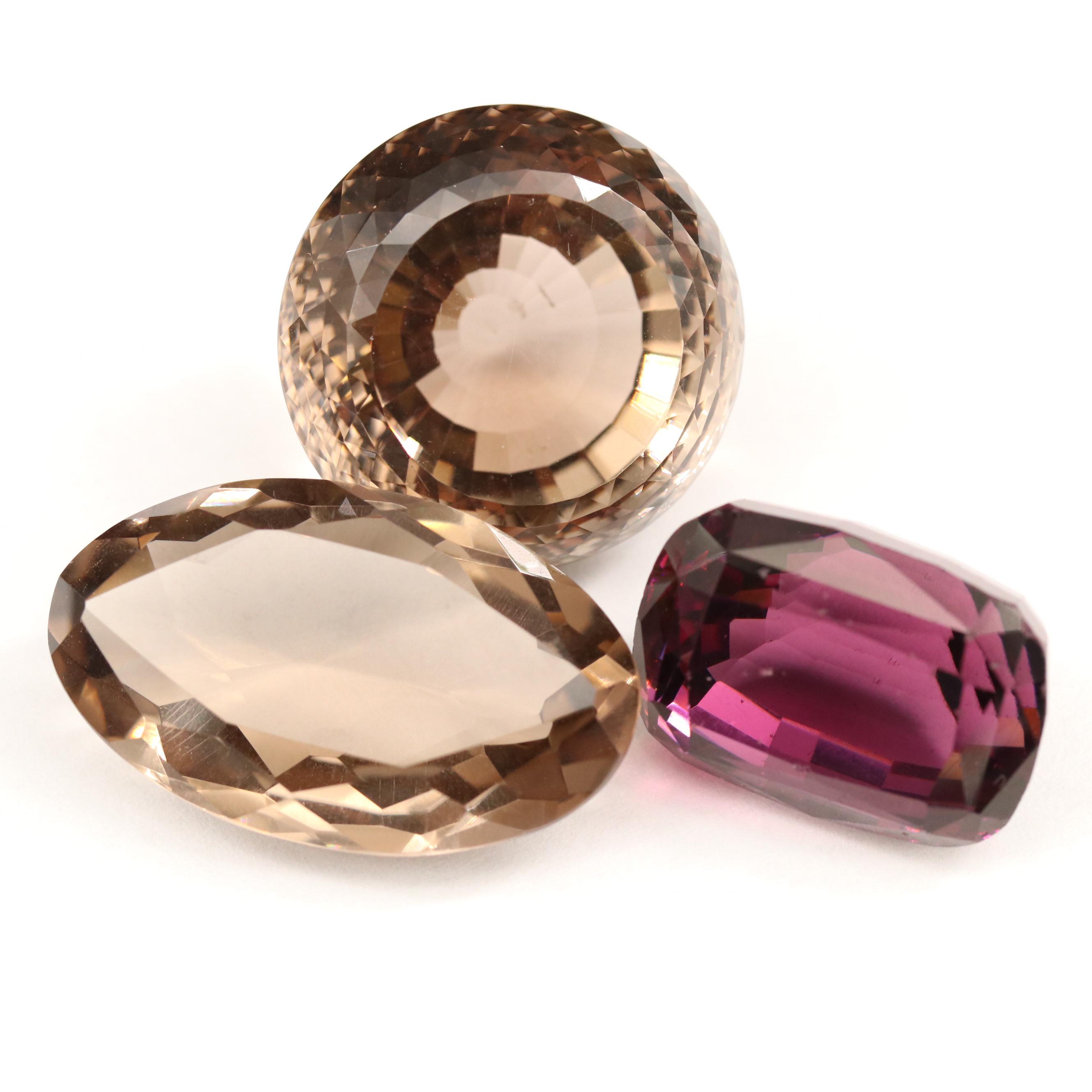 Loose 220.92 CTW Faceted Smoky Quartz and Glass