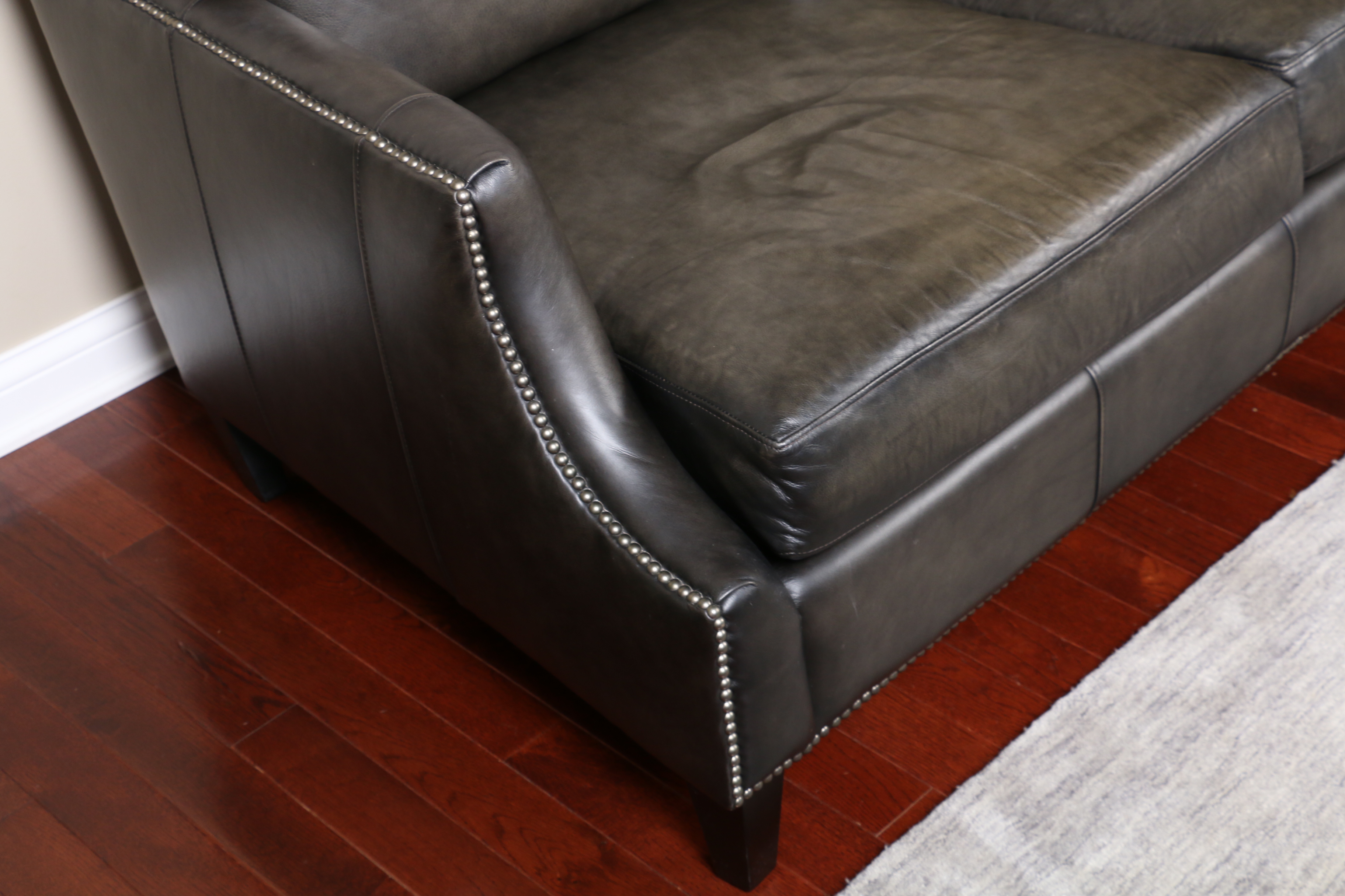 Bernhardt Leather Sofa with Nailhead Trim
