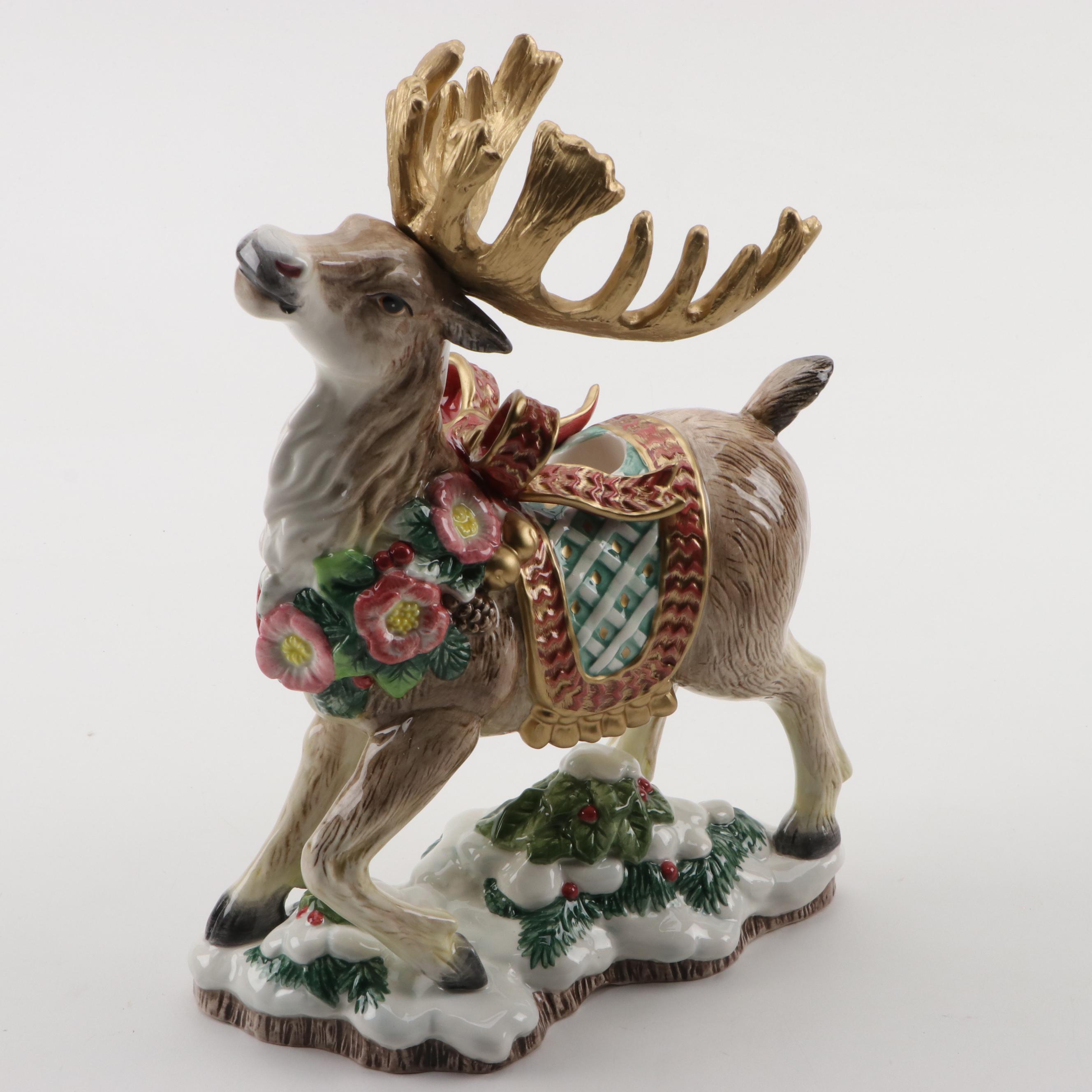 Fitz and Floyd Christmas Elves Tree Pitcher, Deer Candleholder, and more