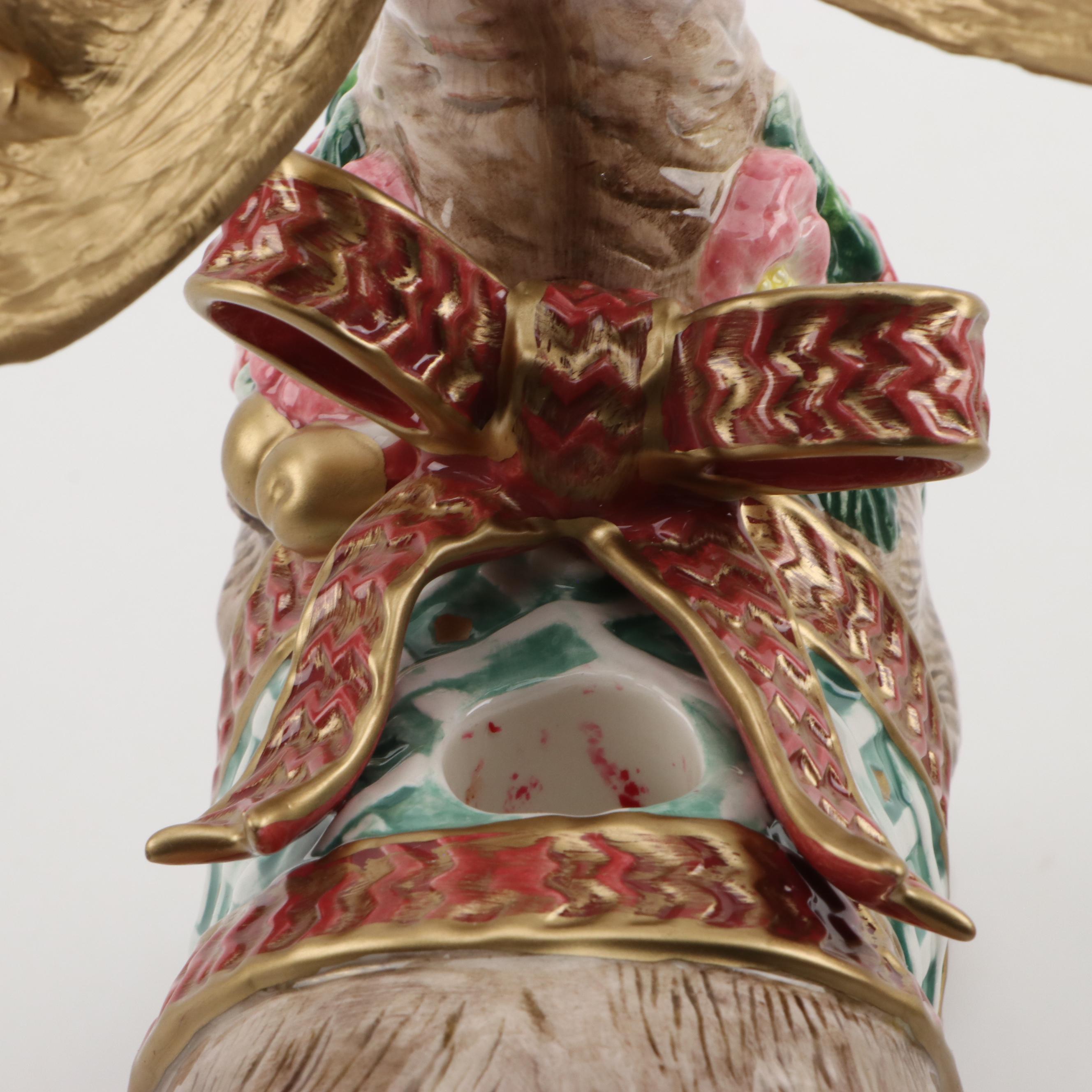 Fitz and Floyd Christmas Elves Tree Pitcher, Deer Candleholder, and more