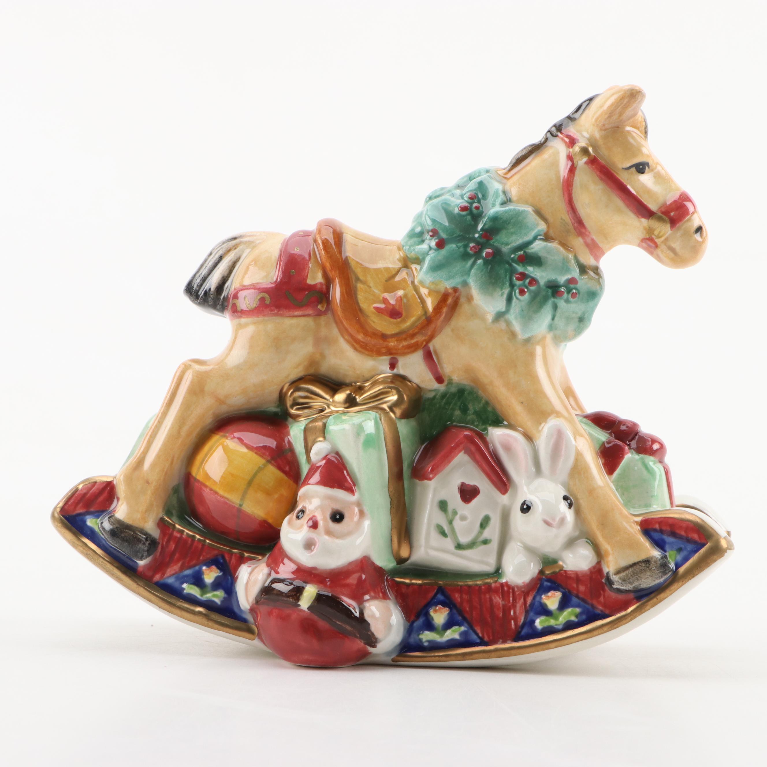 Fitz and Floyd Christmas Elves Tree Pitcher, Deer Candleholder, and more