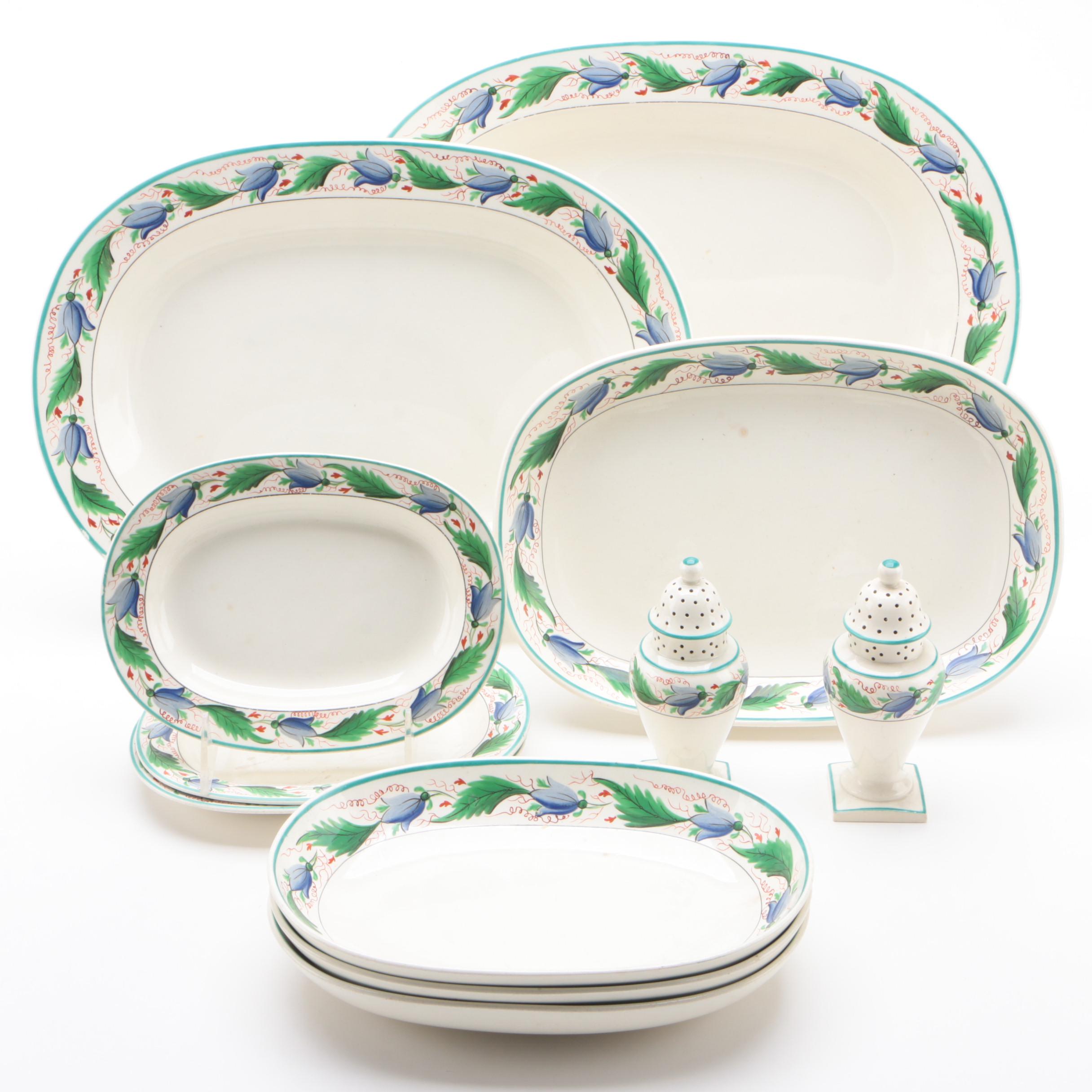 Wedgwood Bell Flower Decorated Earthenware Oval Serveware and Shakers
