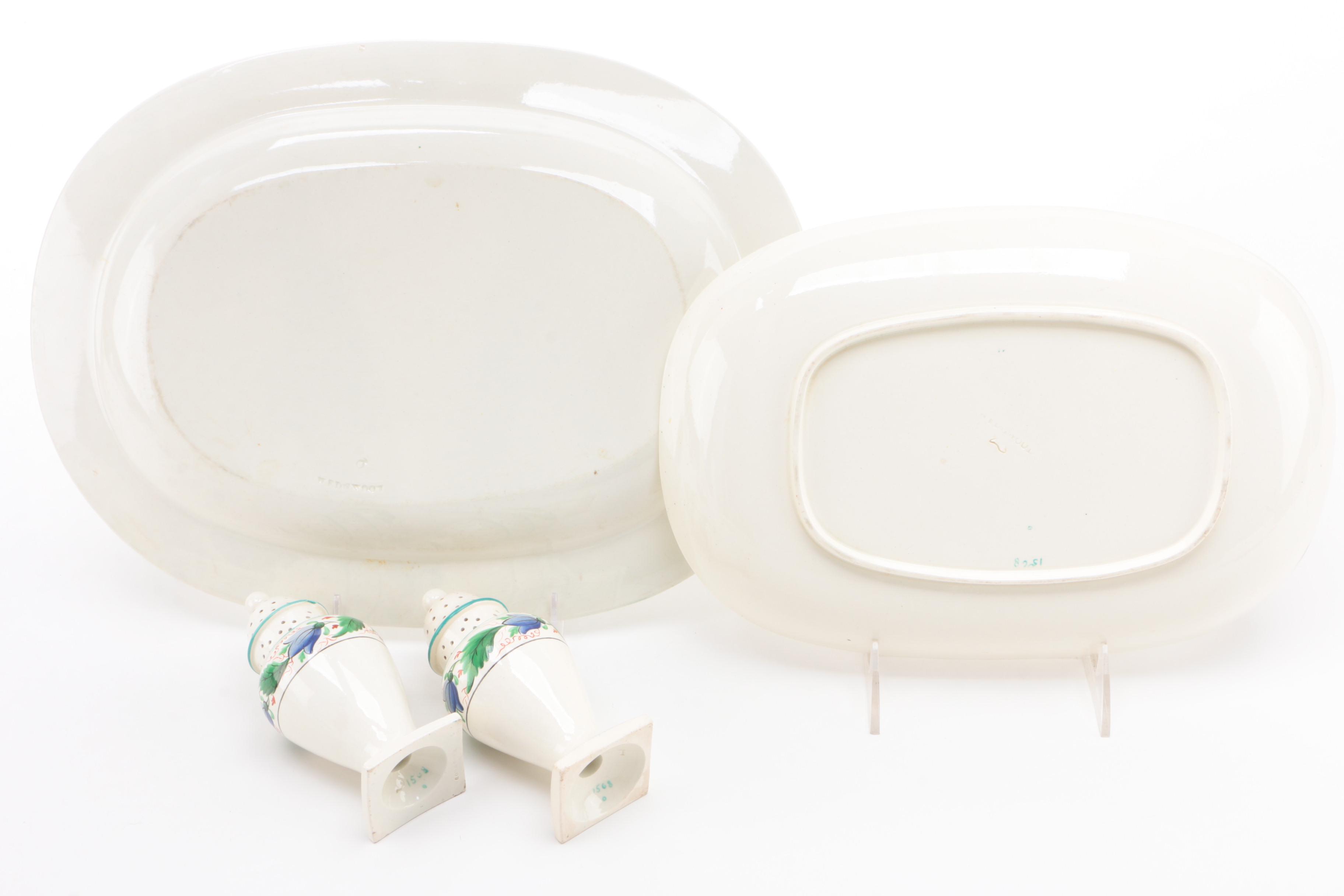 Wedgwood Bell Flower Decorated Earthenware Oval Serveware and Shakers