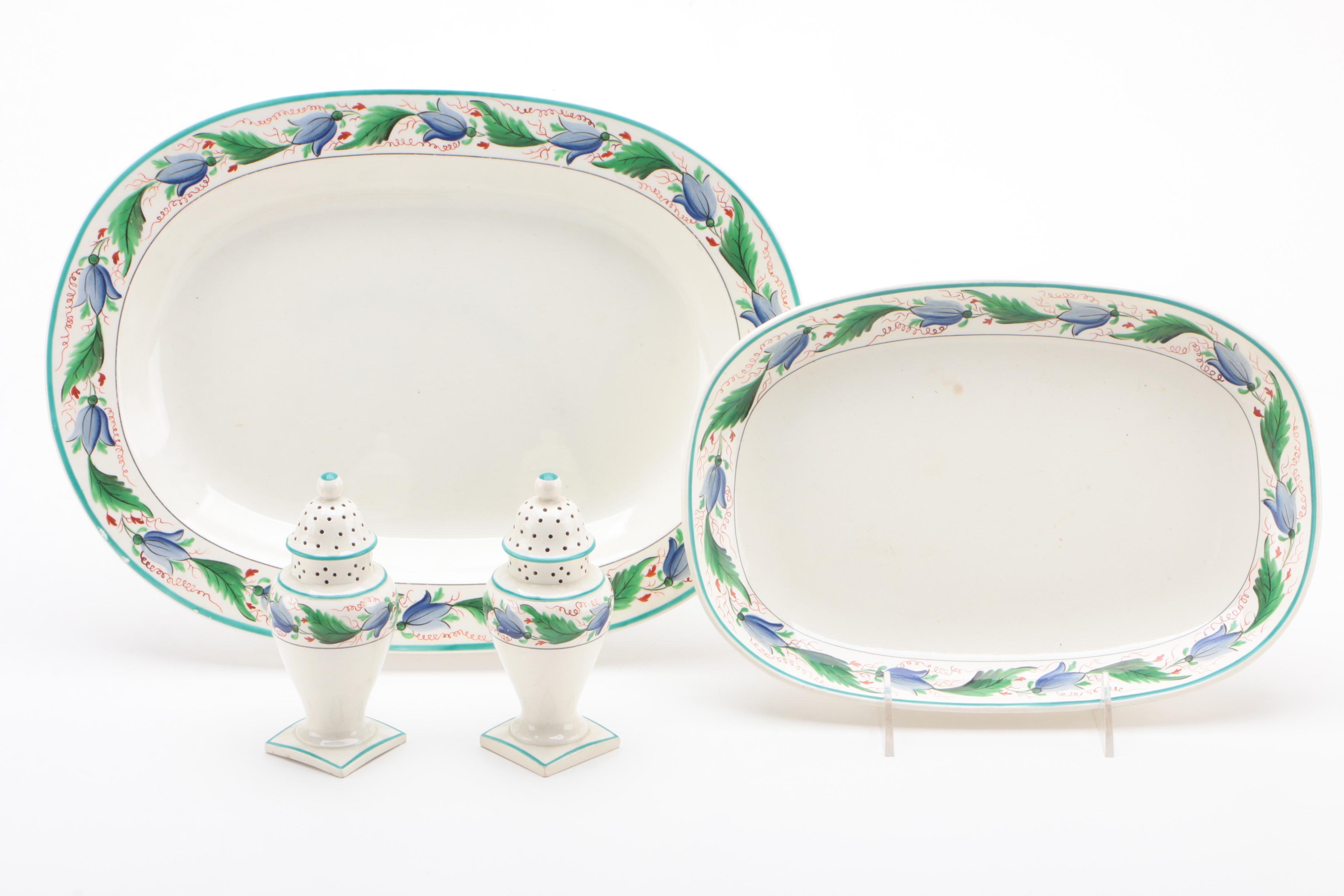 Wedgwood Bell Flower Decorated Earthenware Oval Serveware and Shakers