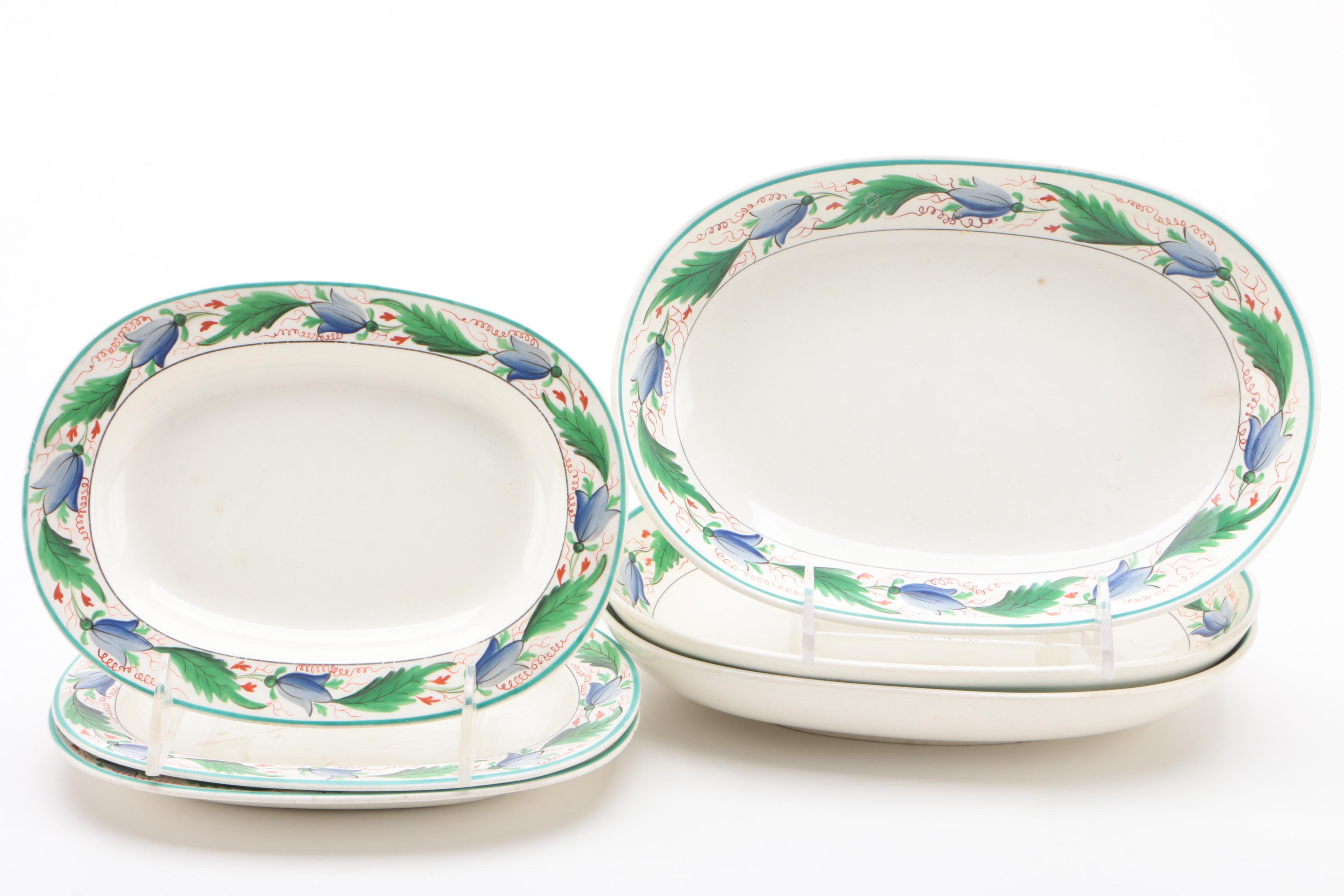 Wedgwood Bell Flower Decorated Earthenware Oval Serveware and Shakers