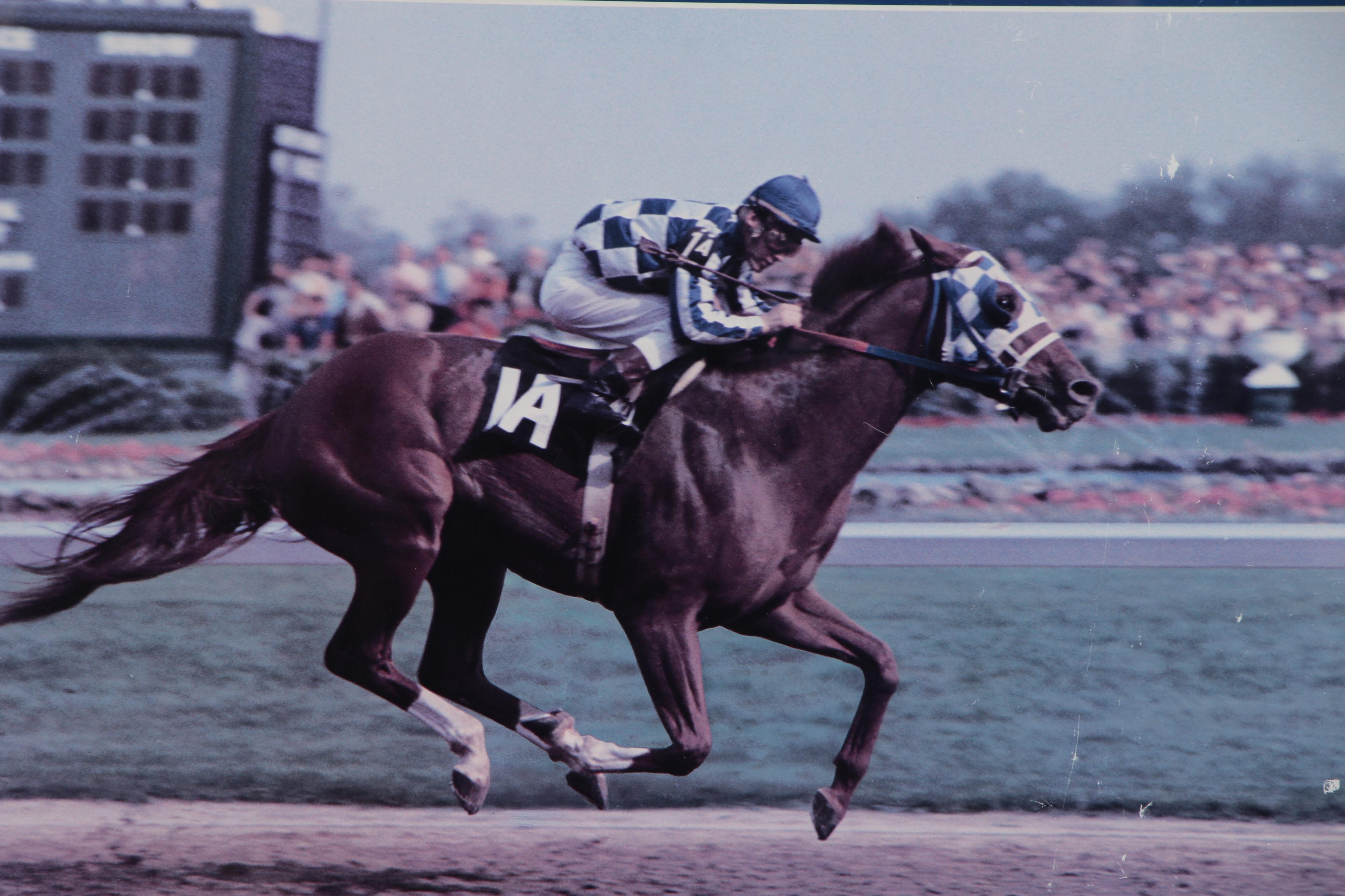 Tony Leonard Signed Secretariat Lithograph, Framed