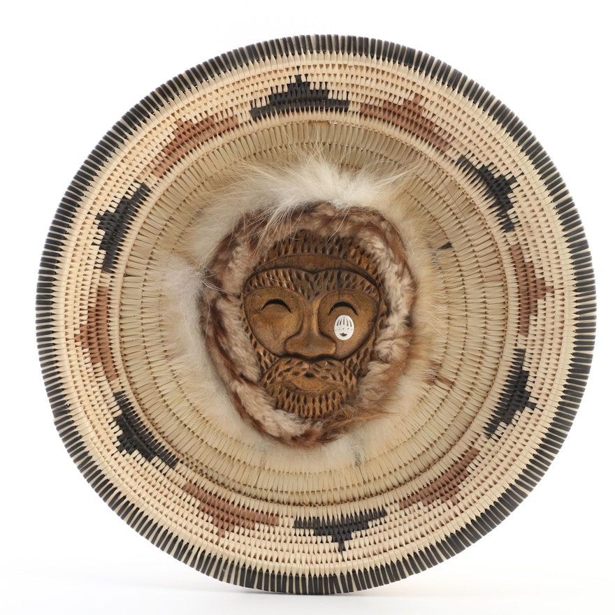 Alaskan Wall Decor Basket Style Carved Wood Spirit Mask