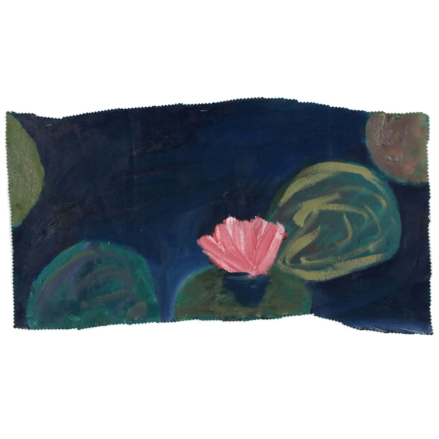 Jerald Mironov Oil Painting of Pink Water Lily, 21st Century