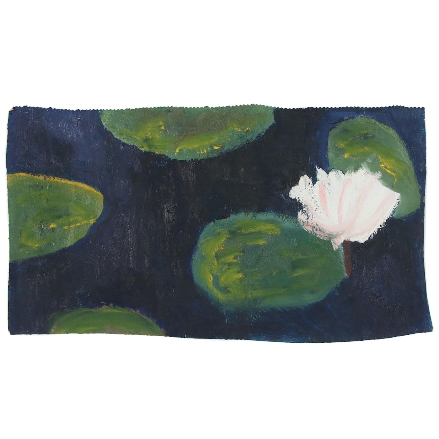 Jerald Mironov Oil Painting Light Pink Water Lily, 21st Century