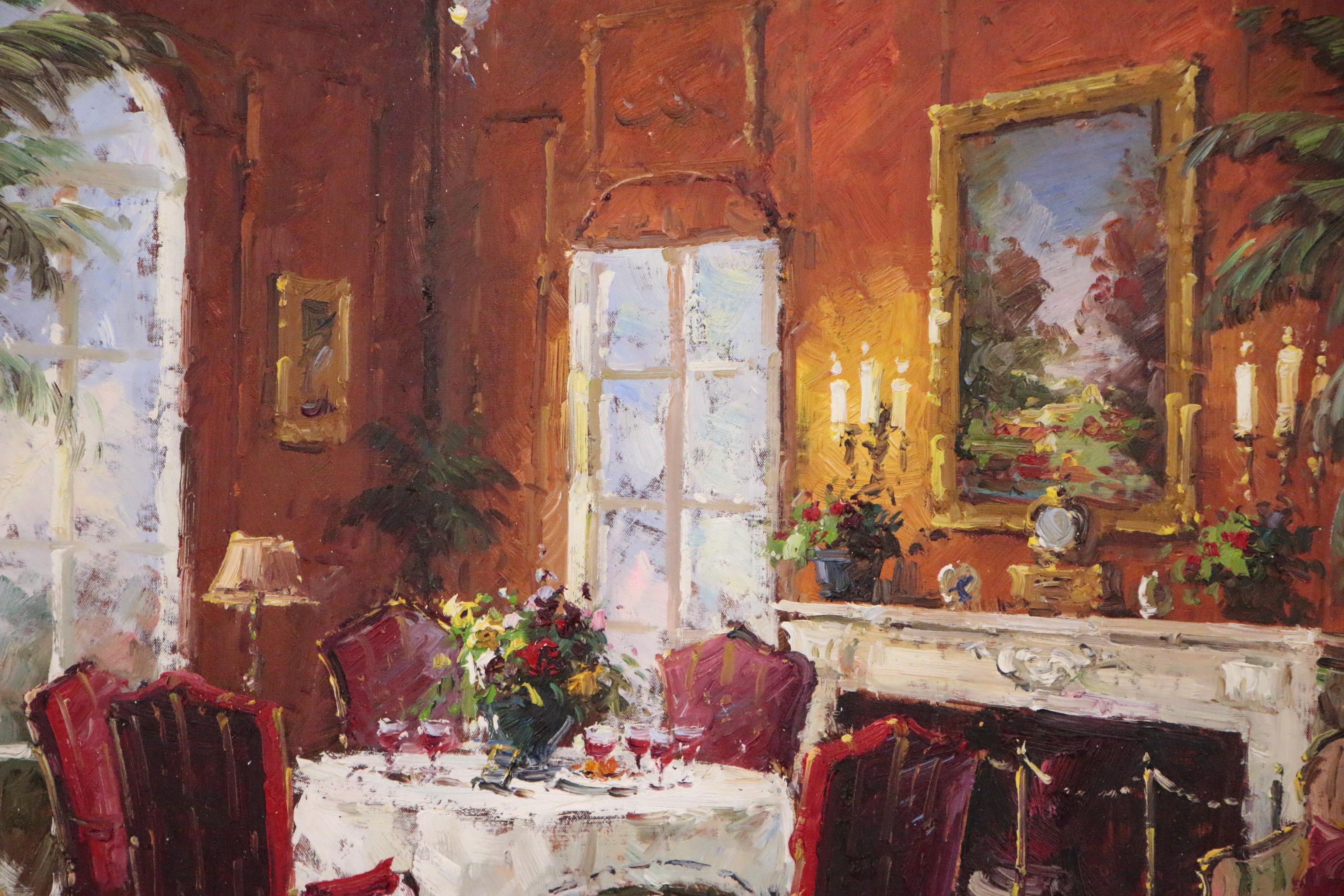 Jasper Kahn Oil Painting of Interior Scene, 21st Century