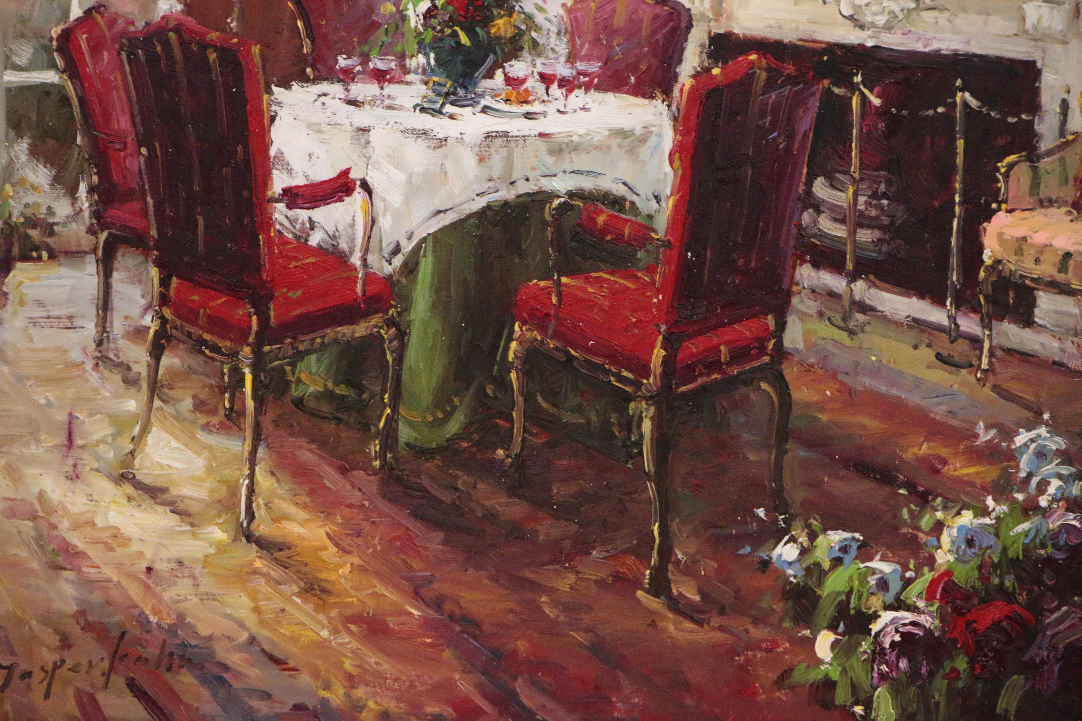 Jasper Kahn Oil Painting of Interior Scene, 21st Century