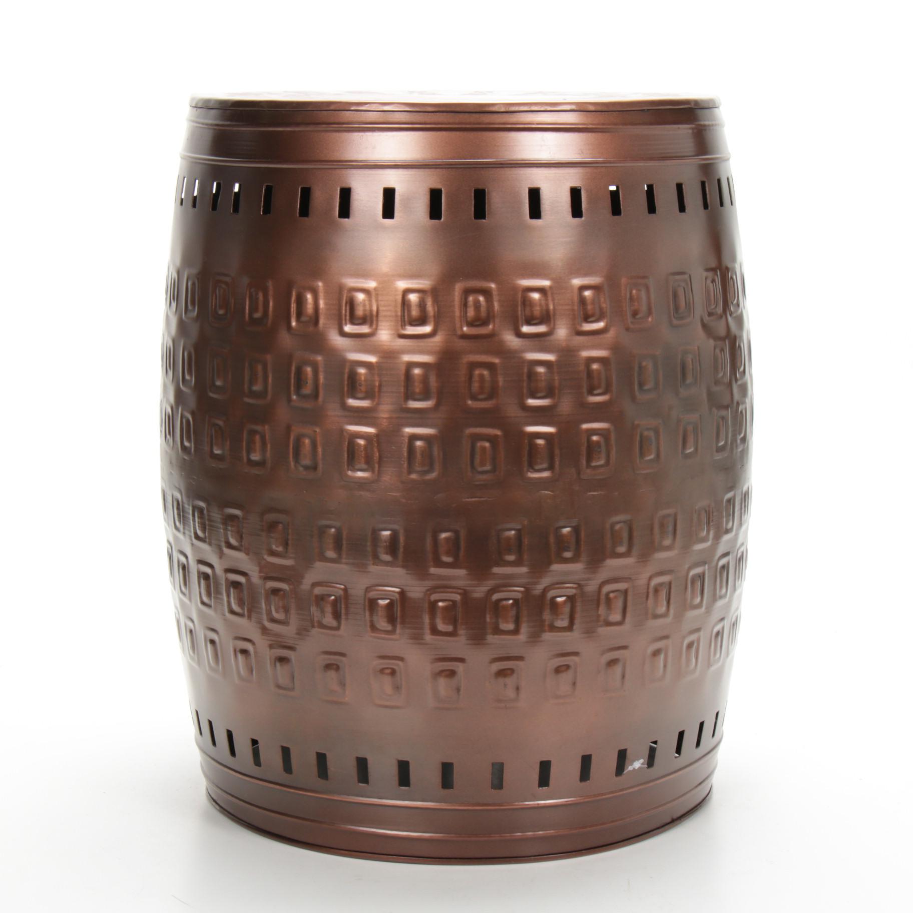 Saffron Fabs Hand Tooled Hammered Metal Stool/ Table