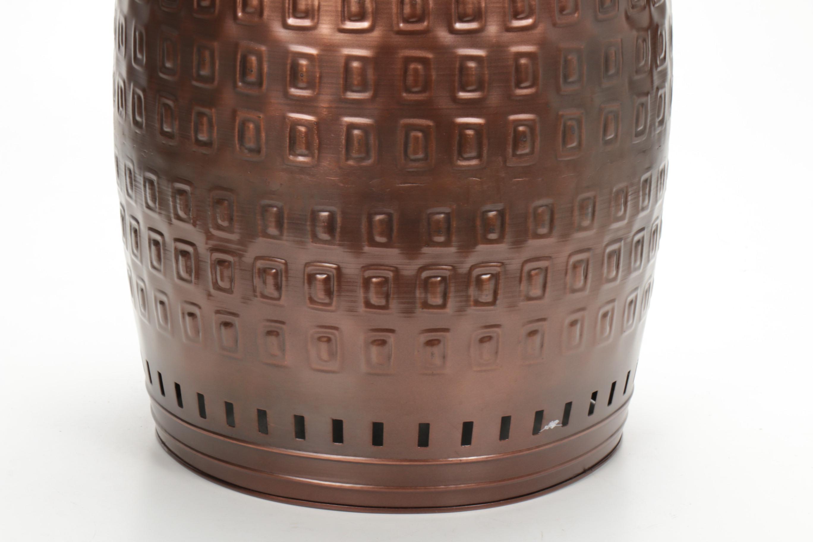 Saffron Fabs Hand Tooled Hammered Metal Stool/ Table