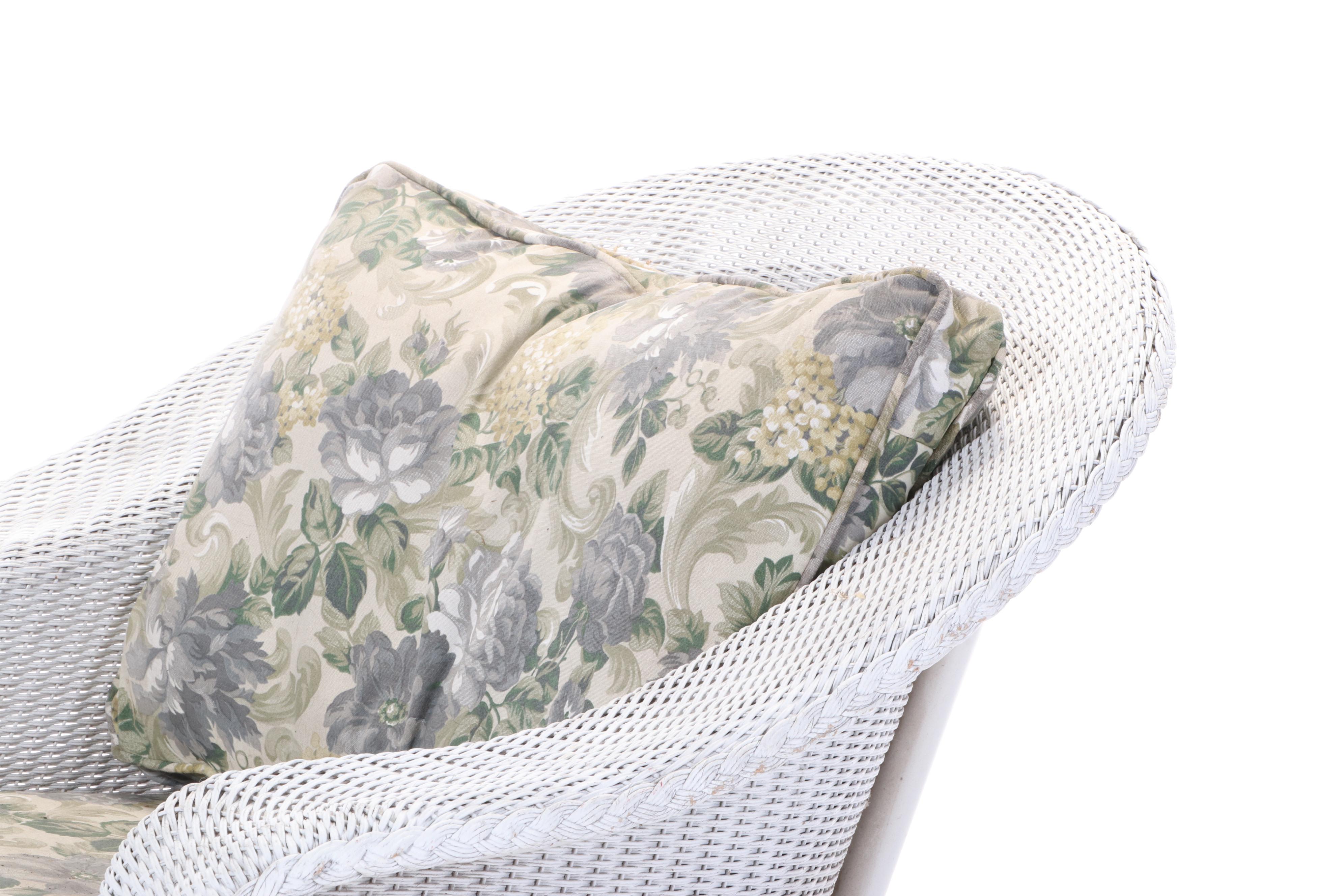 Lloyd Loom All-Weather White Wicker Rocking Armchair and Footstool