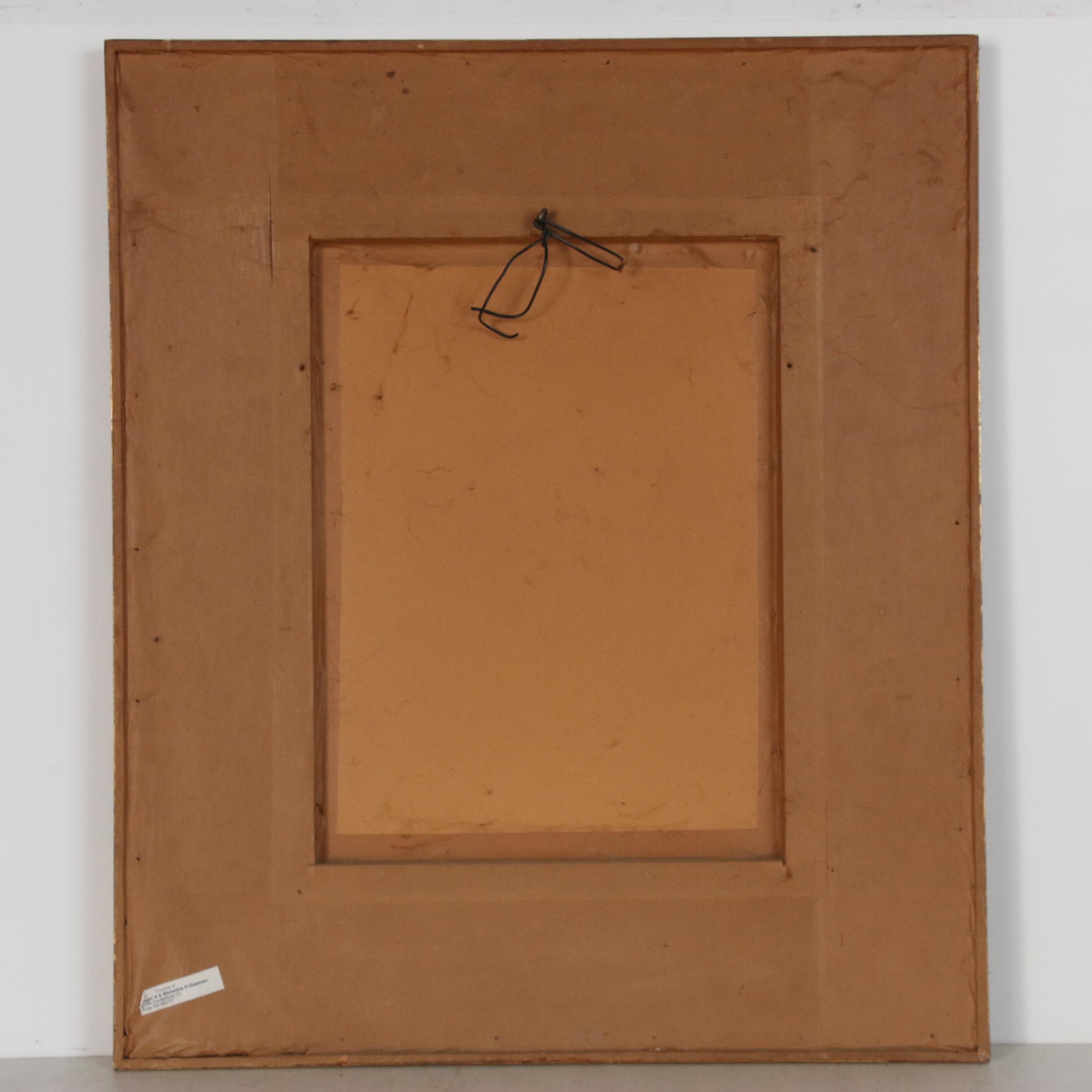 Paul Mak Gouache Painting of Girl in Snow with Rooster, 1954