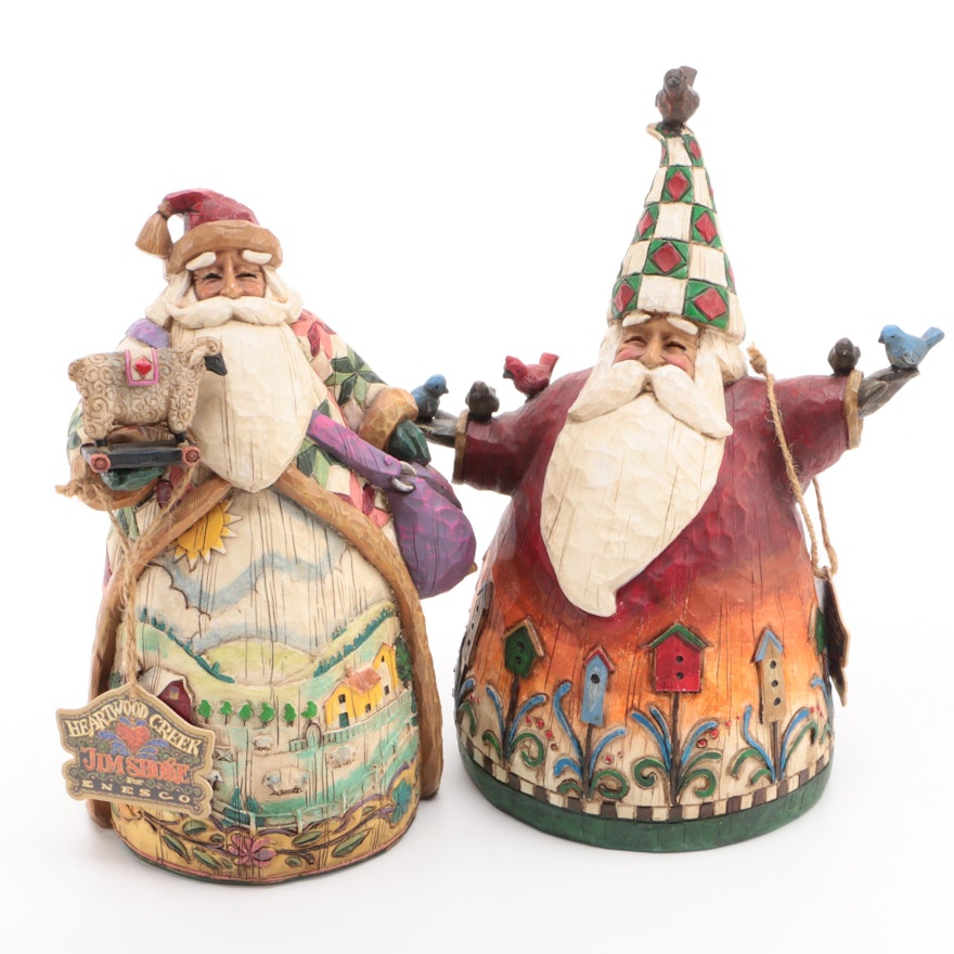 Jim Shore Santa Claus Resin Figurines Including "Santa with Birds"