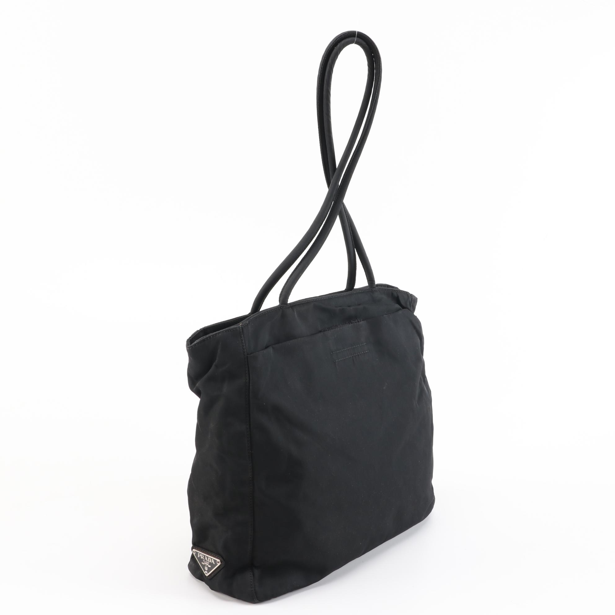 Prada Black Nylon Shoulder Tote