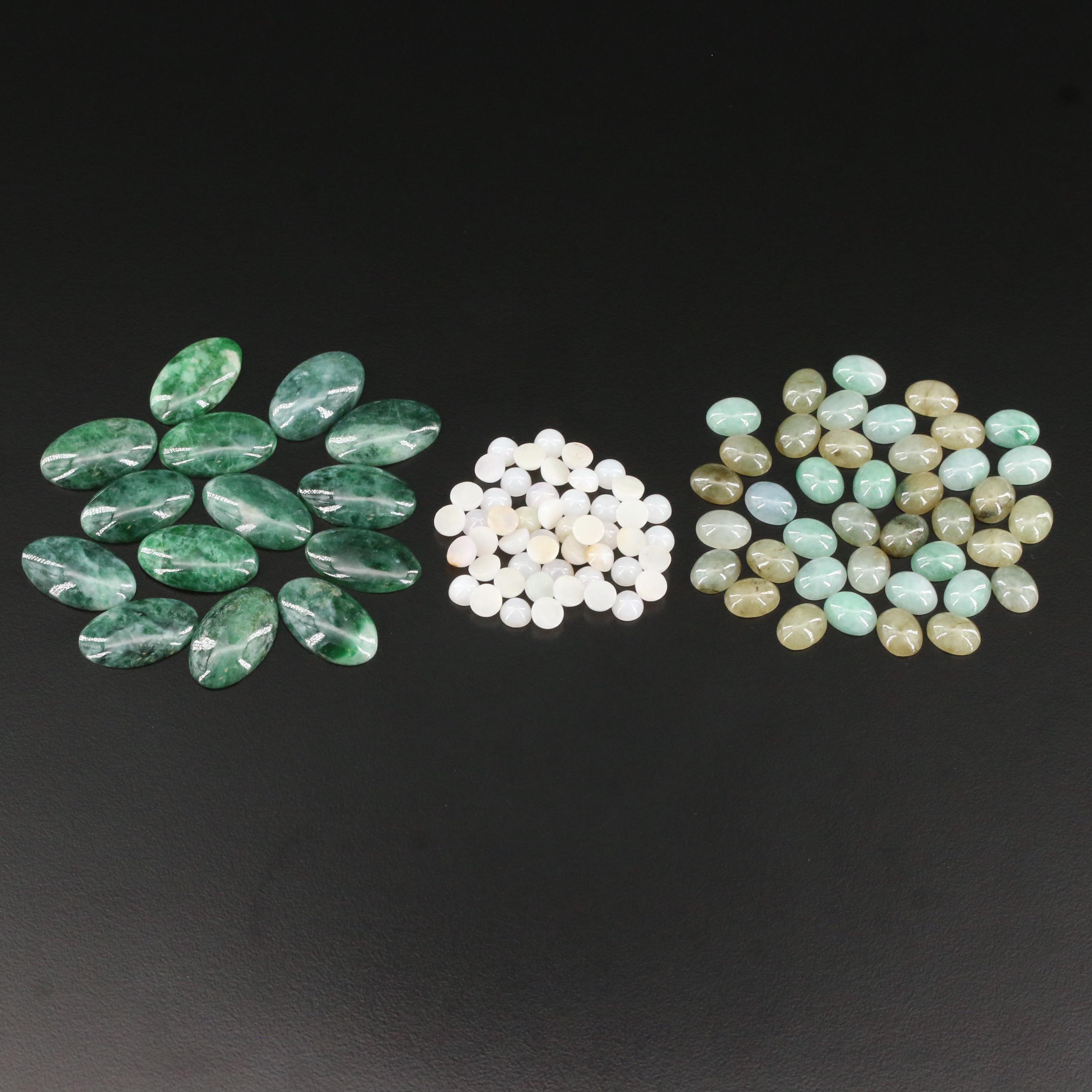 Loose 228.43 CTW Jadeite Round and Oval Cabochons