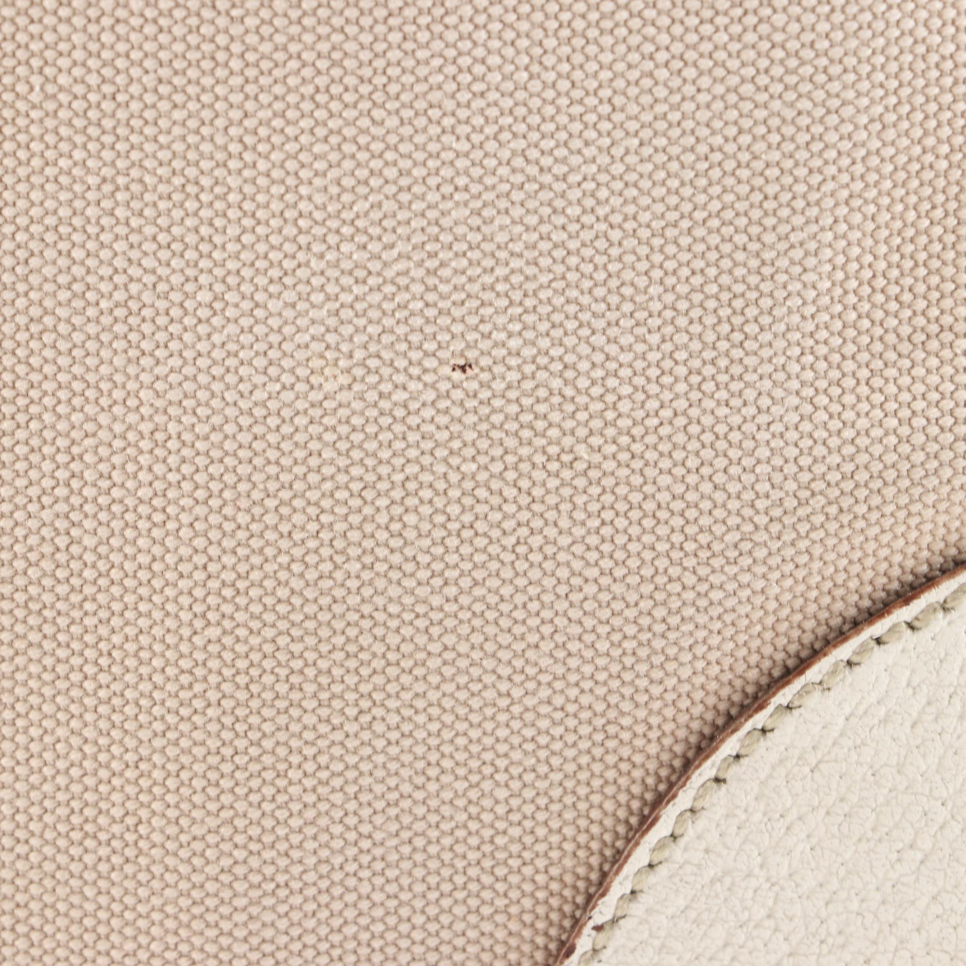 Prada Beige Canvas and Off-White Leather Small Tote