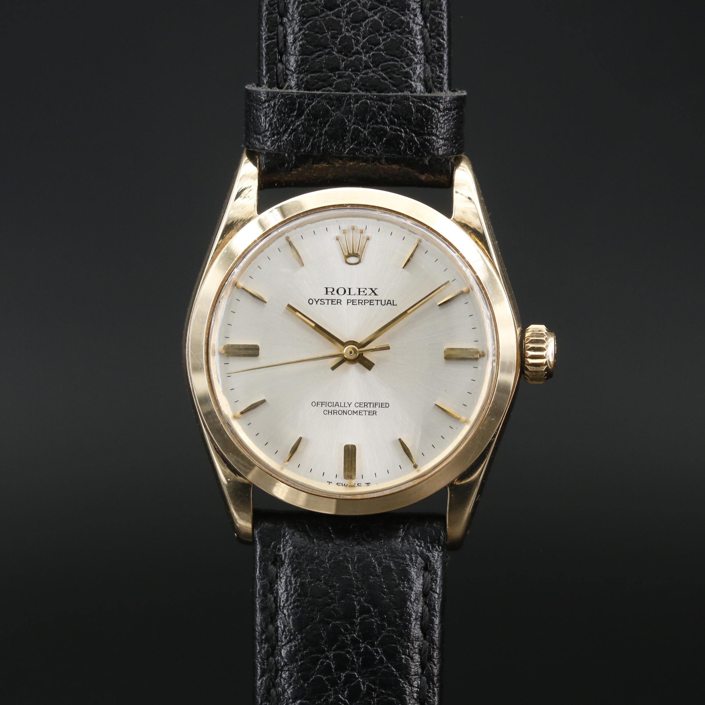 1966 Rolex "Oyster Perpetual" 14K Gold Automatic Watch