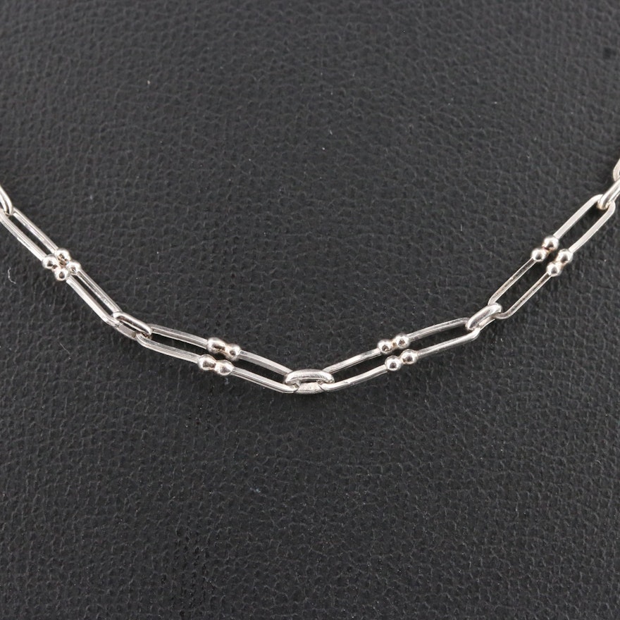 Platinum Stylized Oval Link Necklace