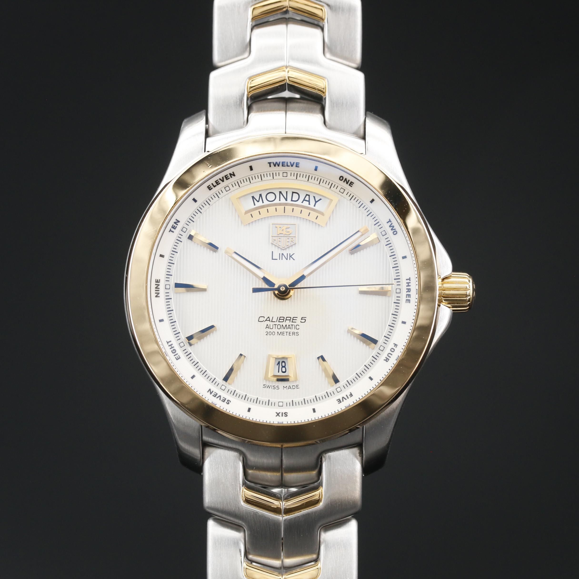 TAG Heuer Link Calibre 5  Day-Date 18K and Stainless Steel Automatic Watch