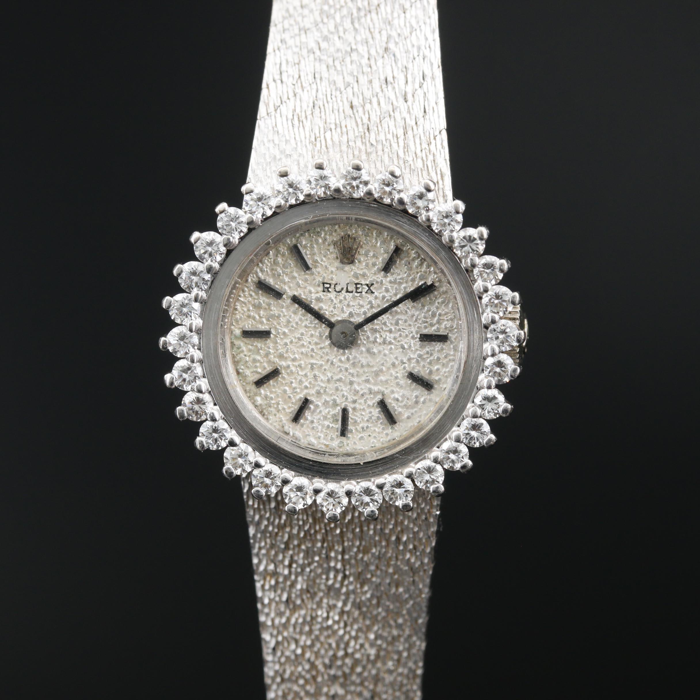 Vintage Rolex 14K Gold and Diamond Stem Wind Watch