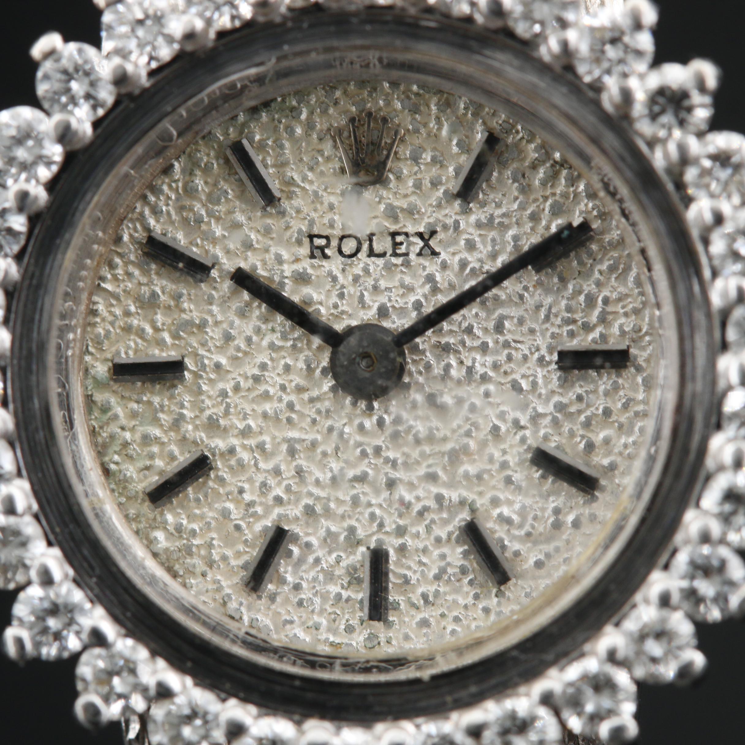 Vintage Rolex 14K Gold and Diamond Stem Wind Watch