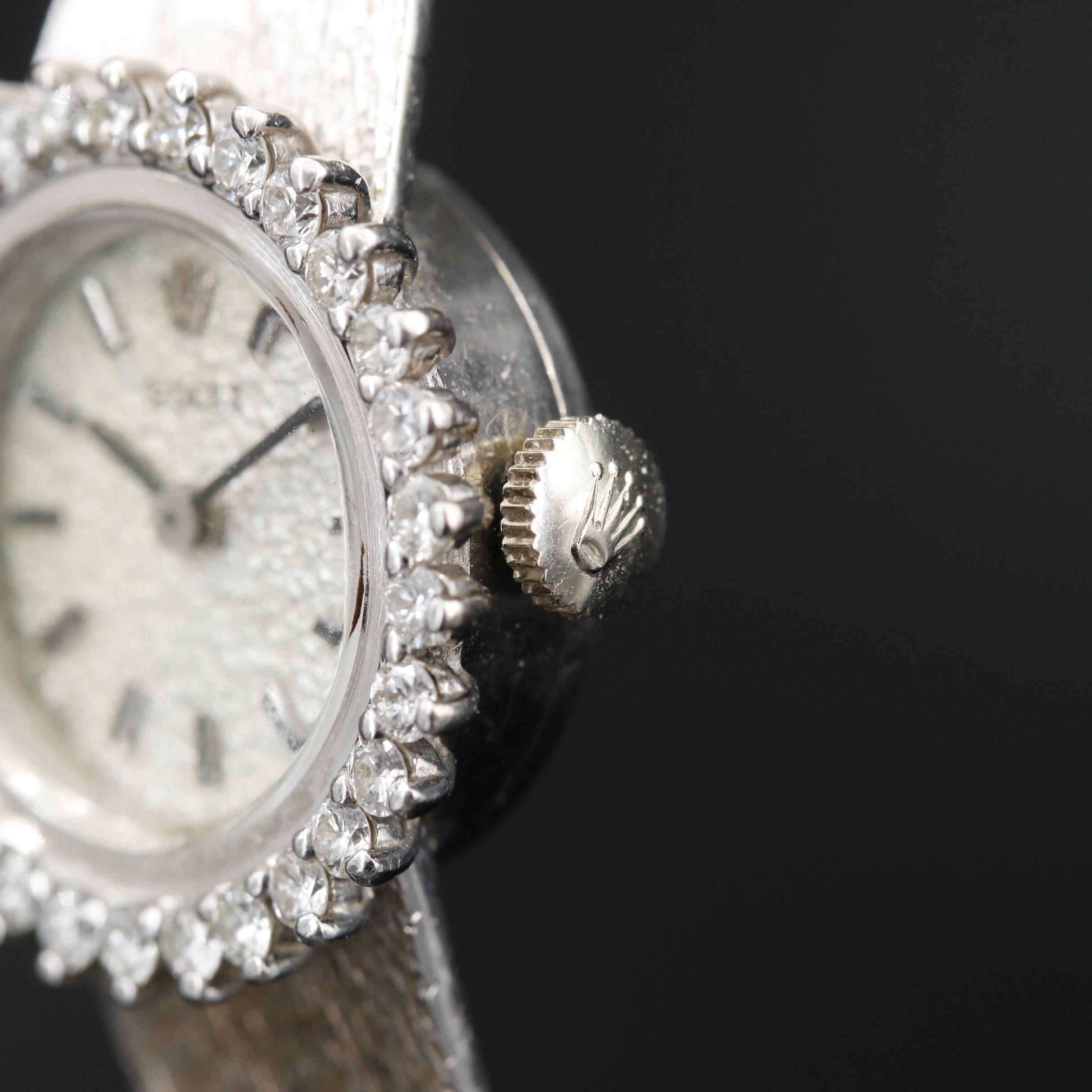Vintage Rolex 14K Gold and Diamond Stem Wind Watch