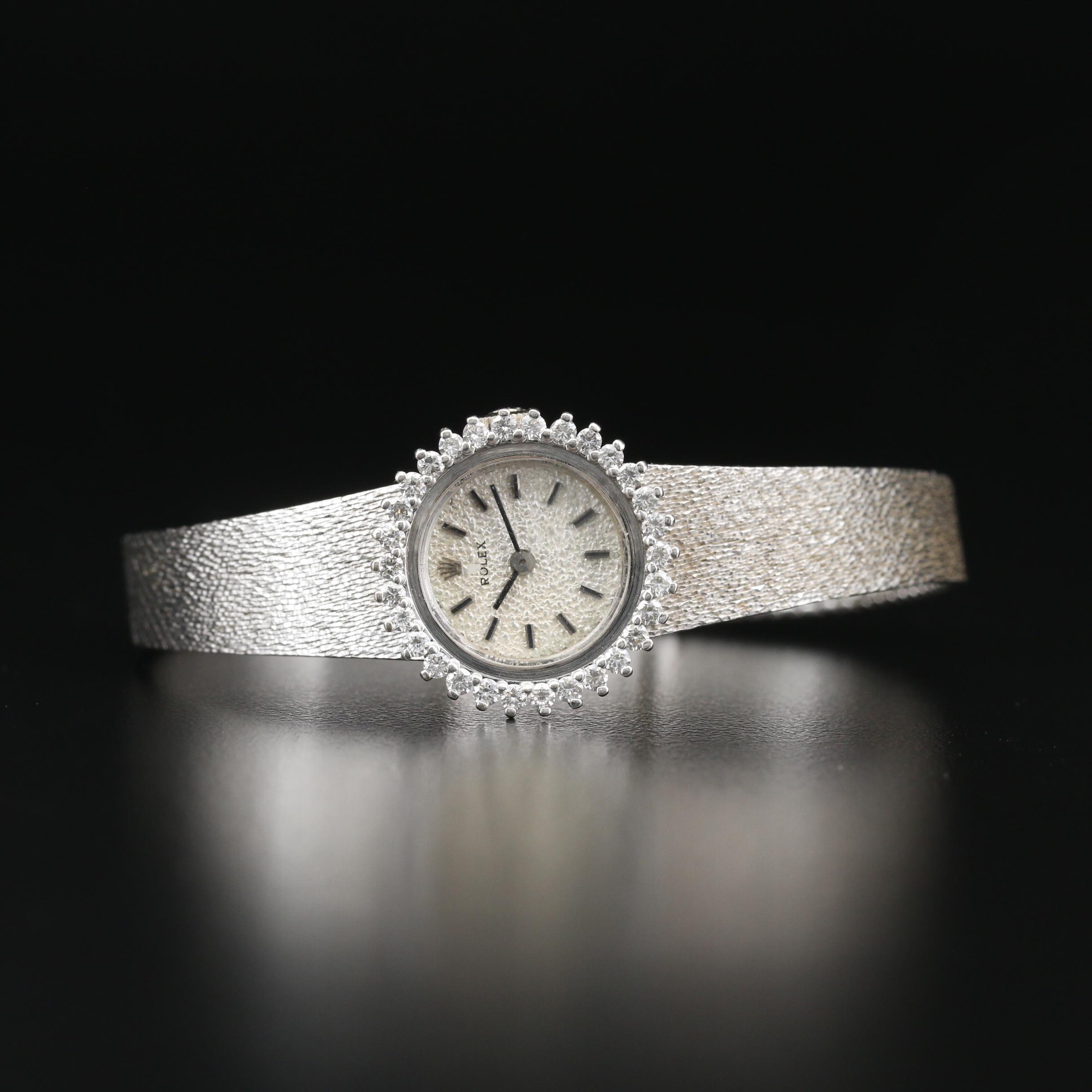 Vintage Rolex 14K Gold and Diamond Stem Wind Watch
