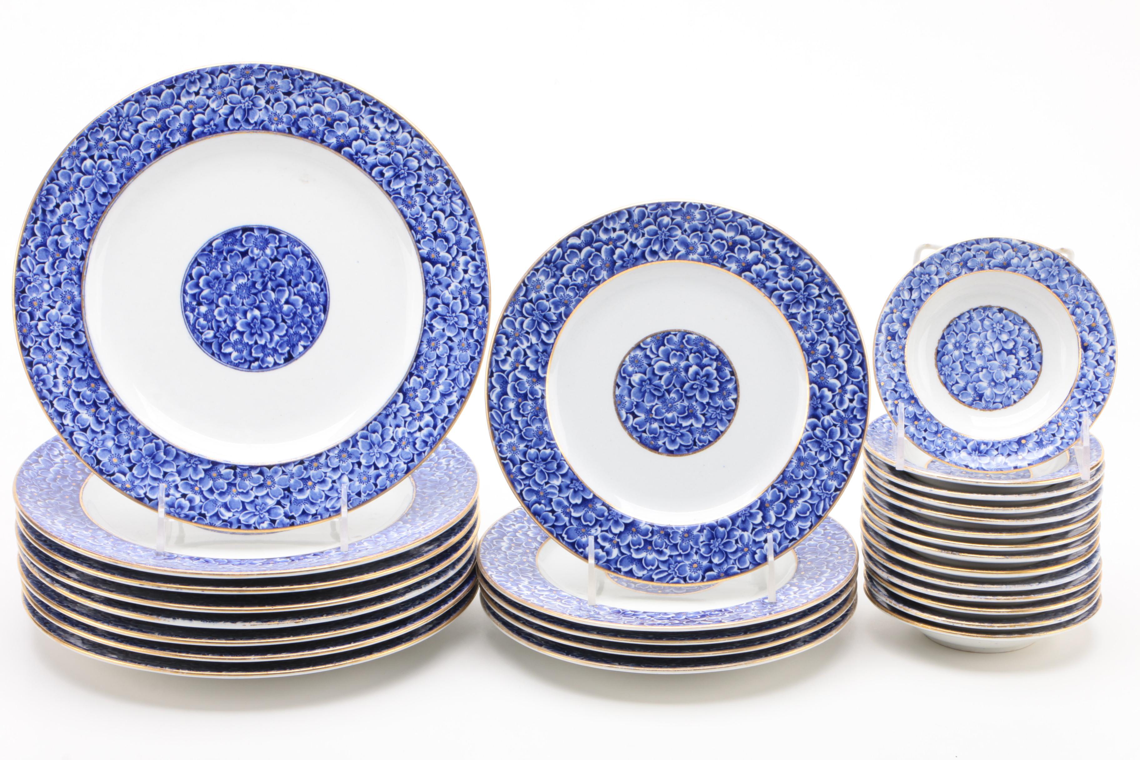 Royal Worcester for Tiffany & Co. Blue Floral Porcelain Dinnerware