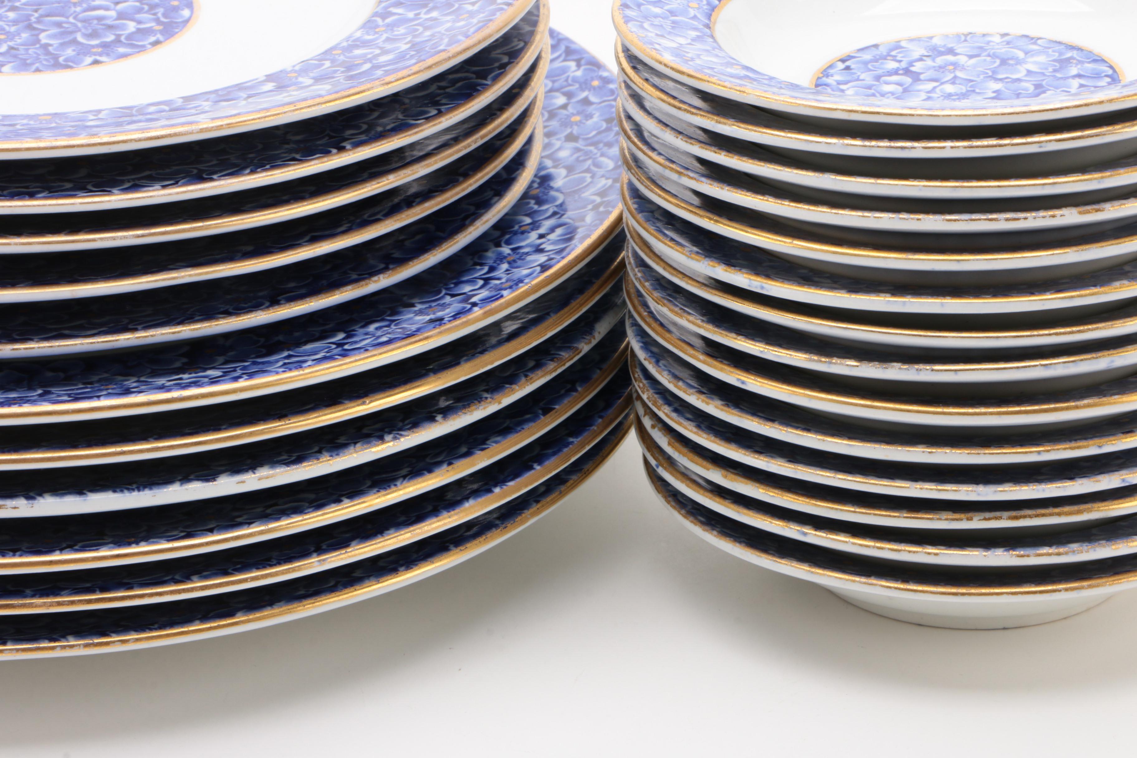 Royal Worcester for Tiffany & Co. Blue Floral Porcelain Dinnerware