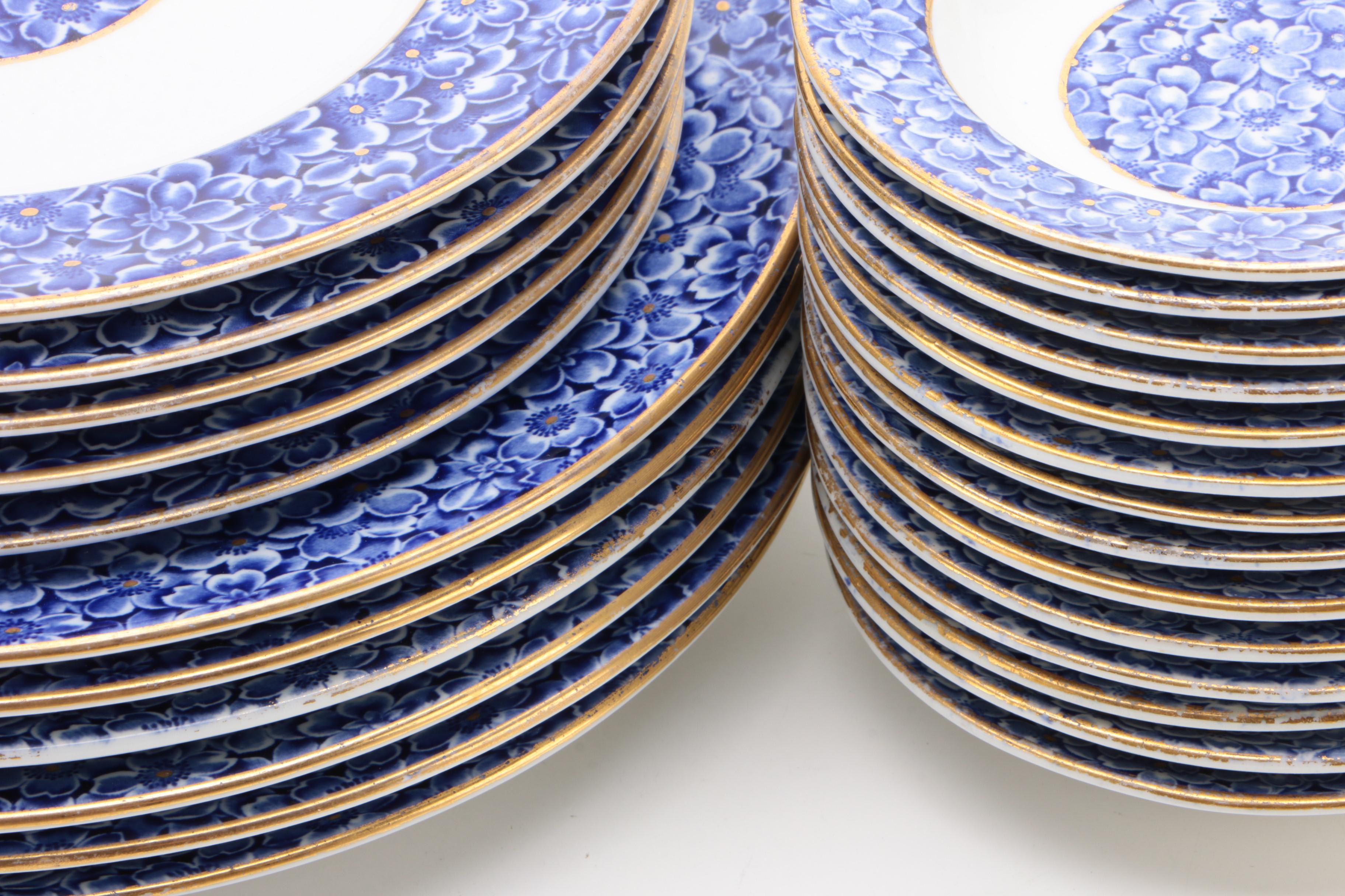 Royal Worcester for Tiffany & Co. Blue Floral Porcelain Dinnerware