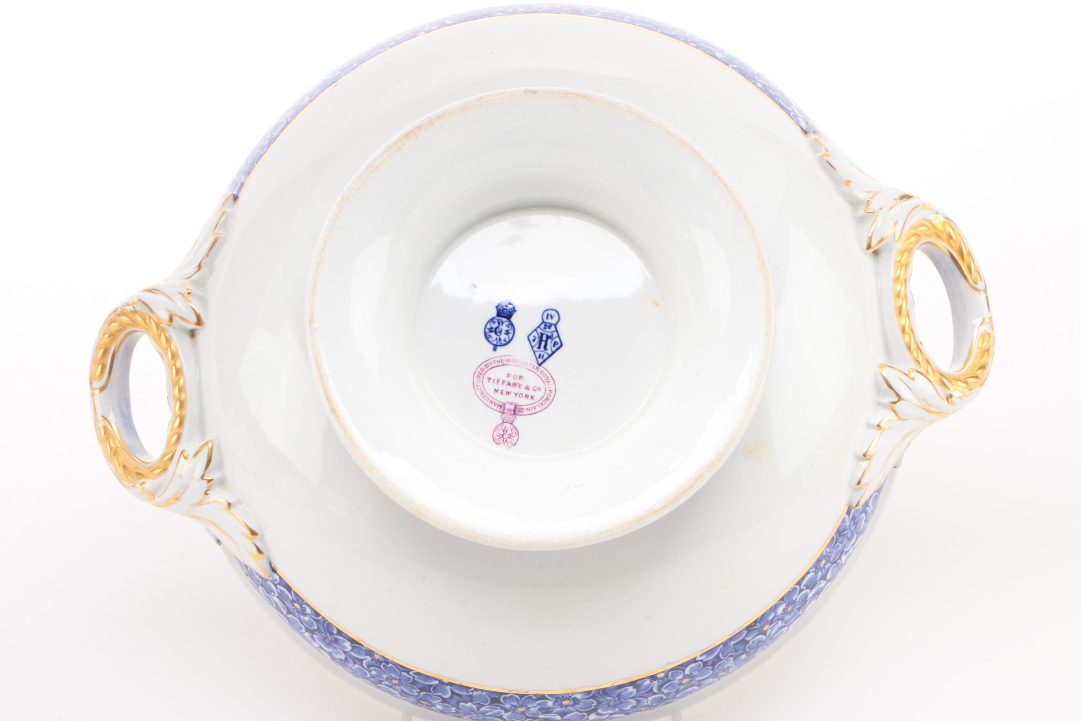 Royal Worcester for Tiffany & Co. Blue Floral Porcelain Dinnerware
