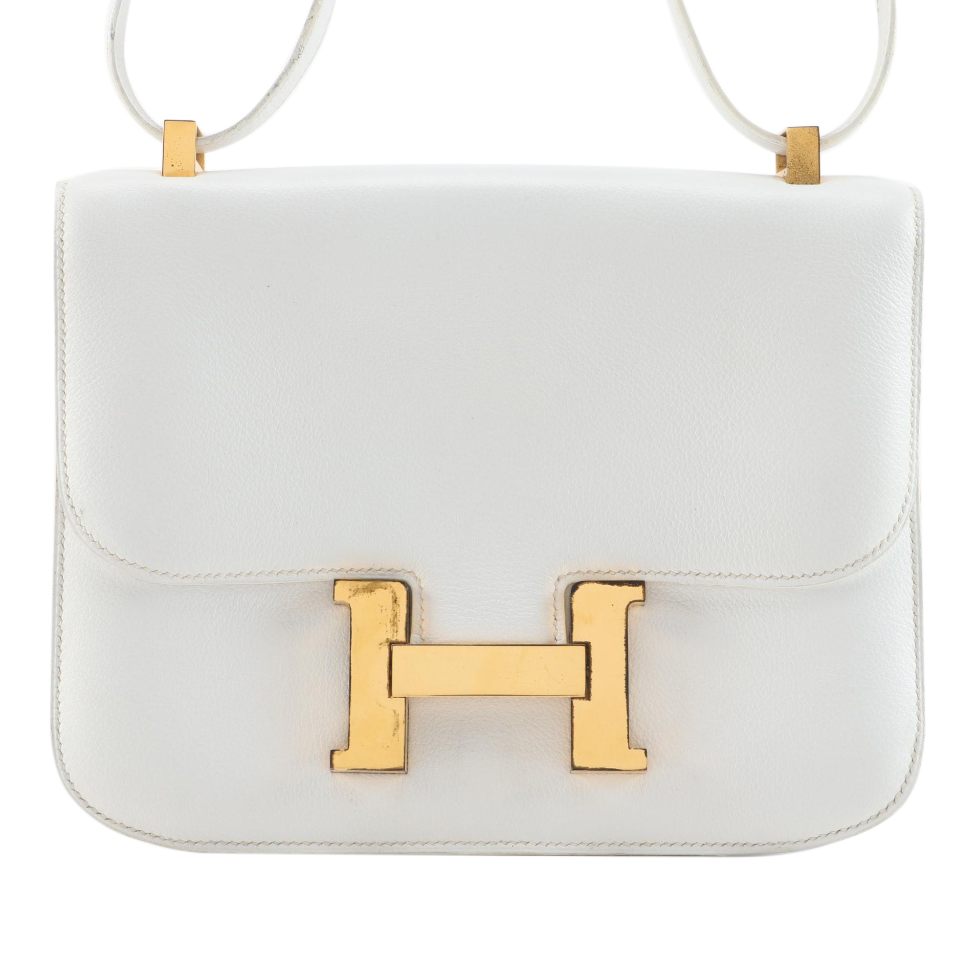 Hermès Constance 23 in White Veau Grain Lisse Leather