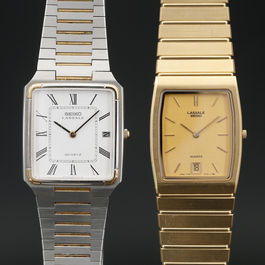 Seiko Gold Tone and Two Tone "Lassale" Quartz Wristwatches