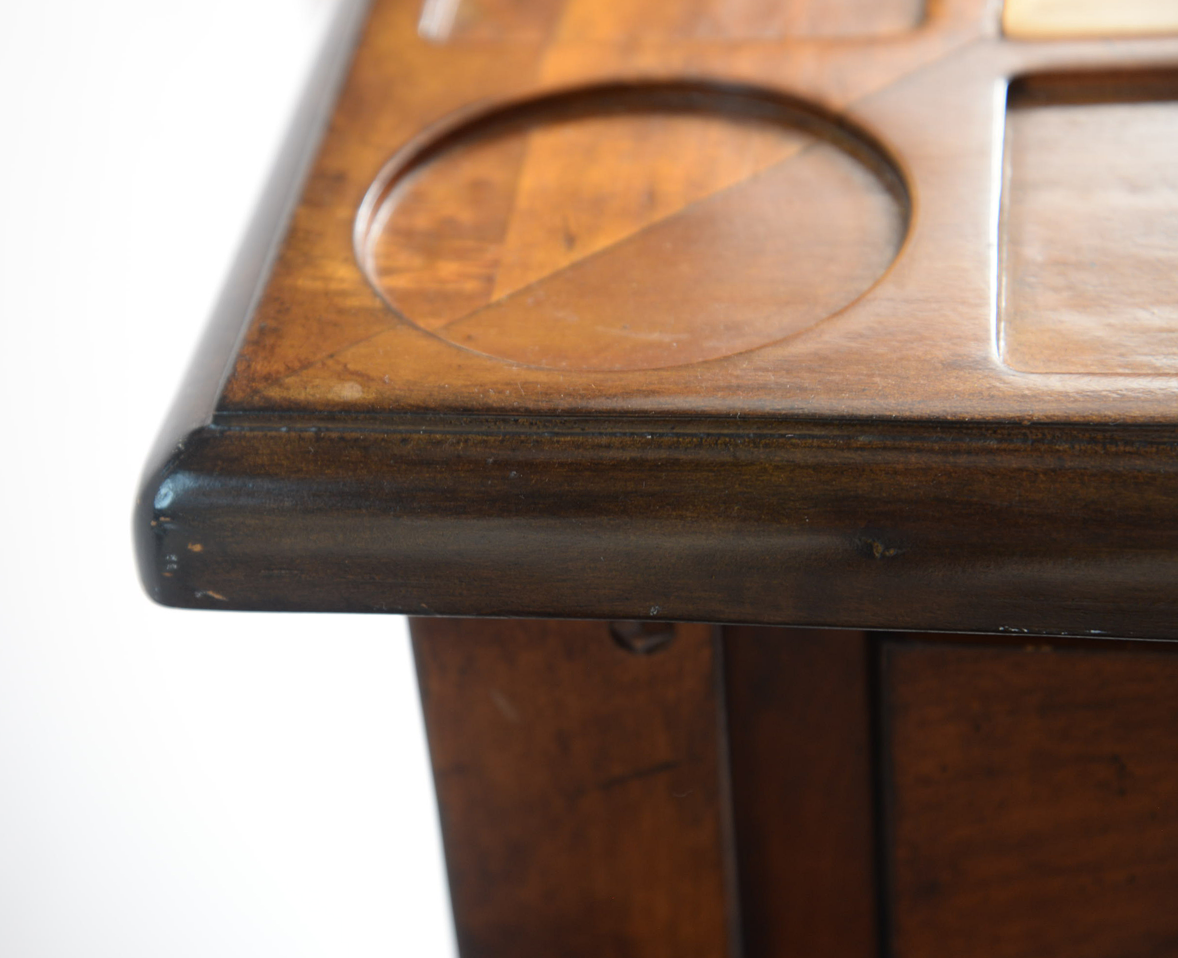 Accents Beyond Inlaid Wood Games Table With Chess Pieces