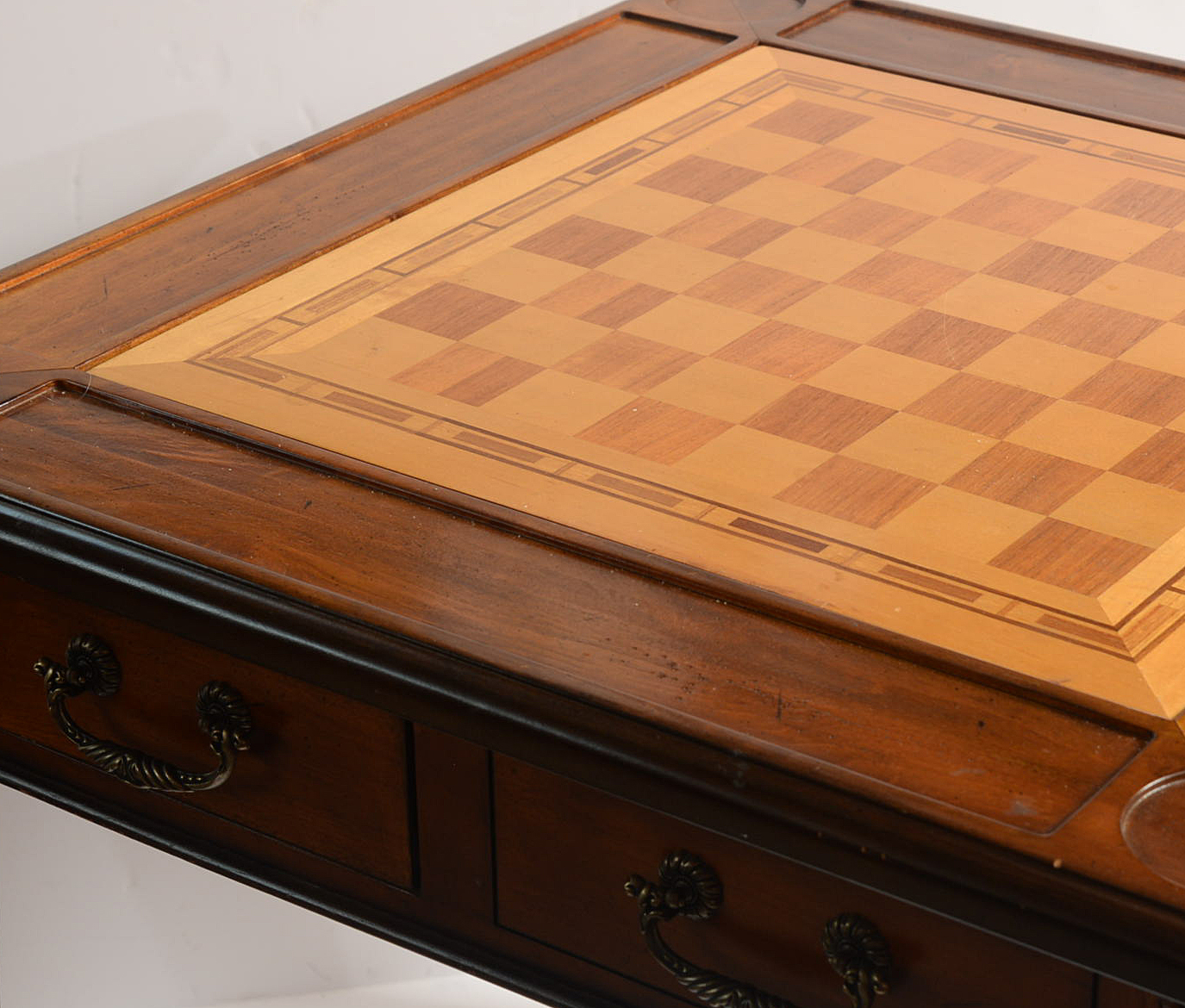 Accents Beyond Inlaid Wood Games Table With Chess Pieces