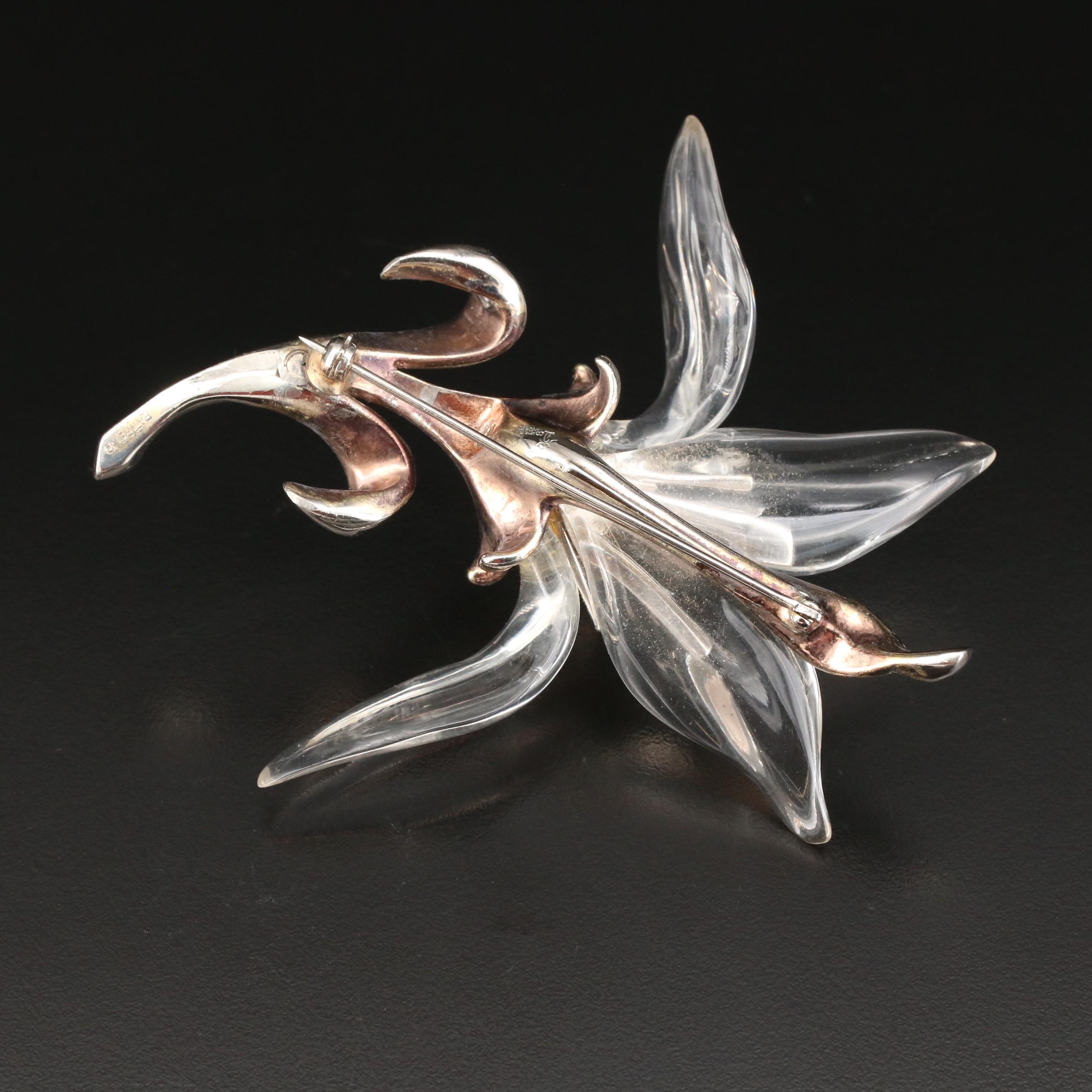 1941 Trifari "Jelly Belly by Alfred Phillippe" Lucite and Rhinestone Lily Brooch
