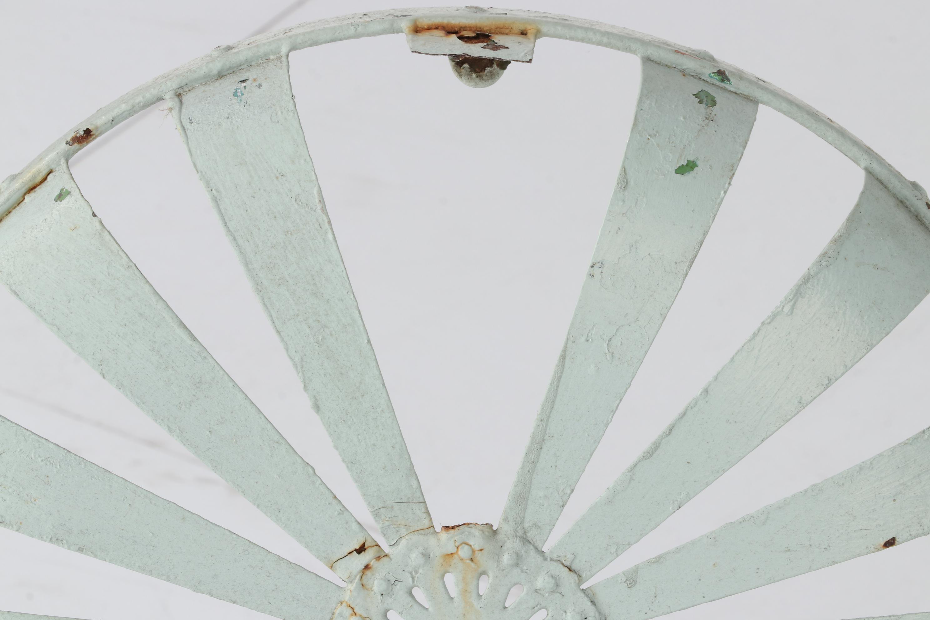 François Carre "Sunburst" White-Painted Iron Bistro Patio Chairs, circa 1930