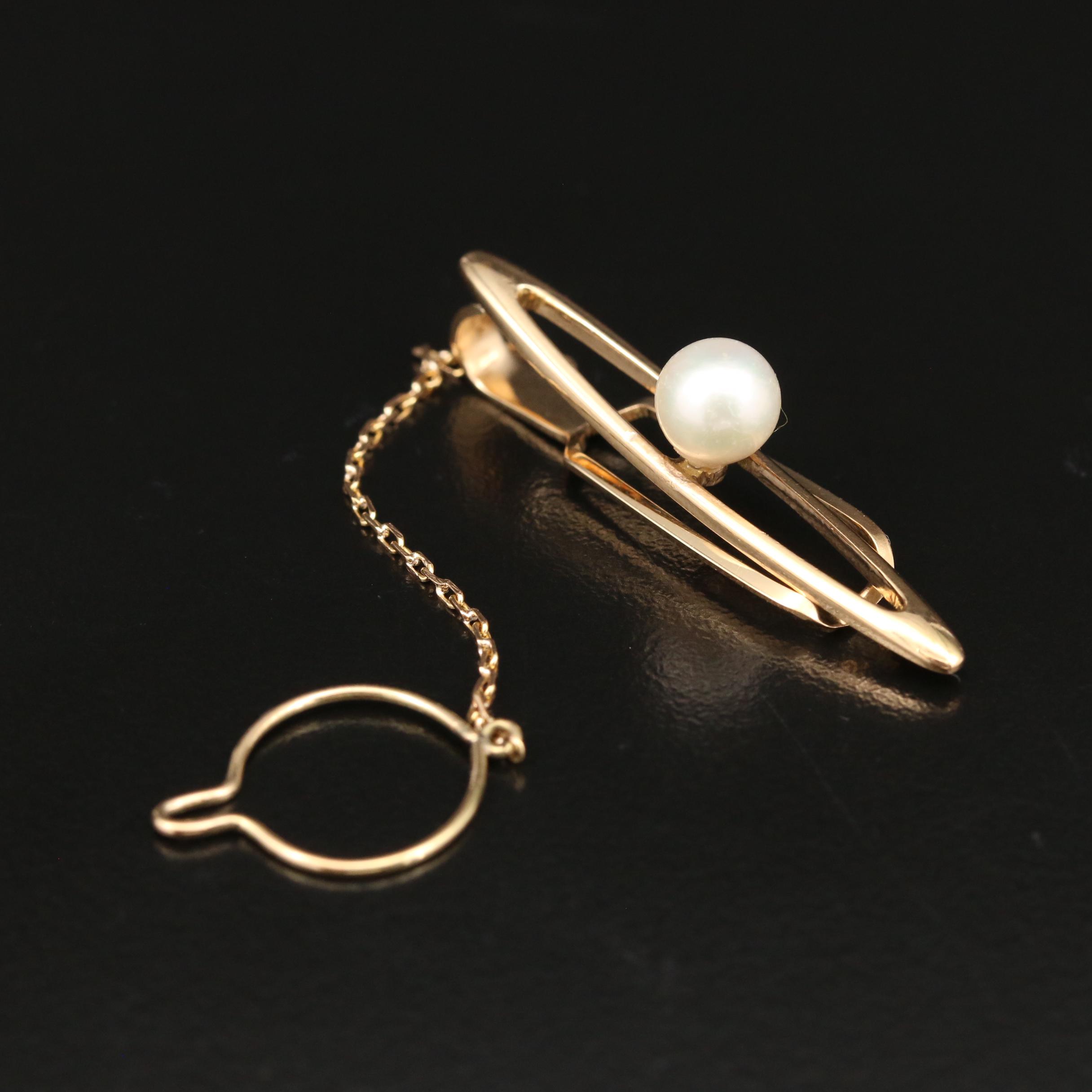 18K Pearl Tie Clip