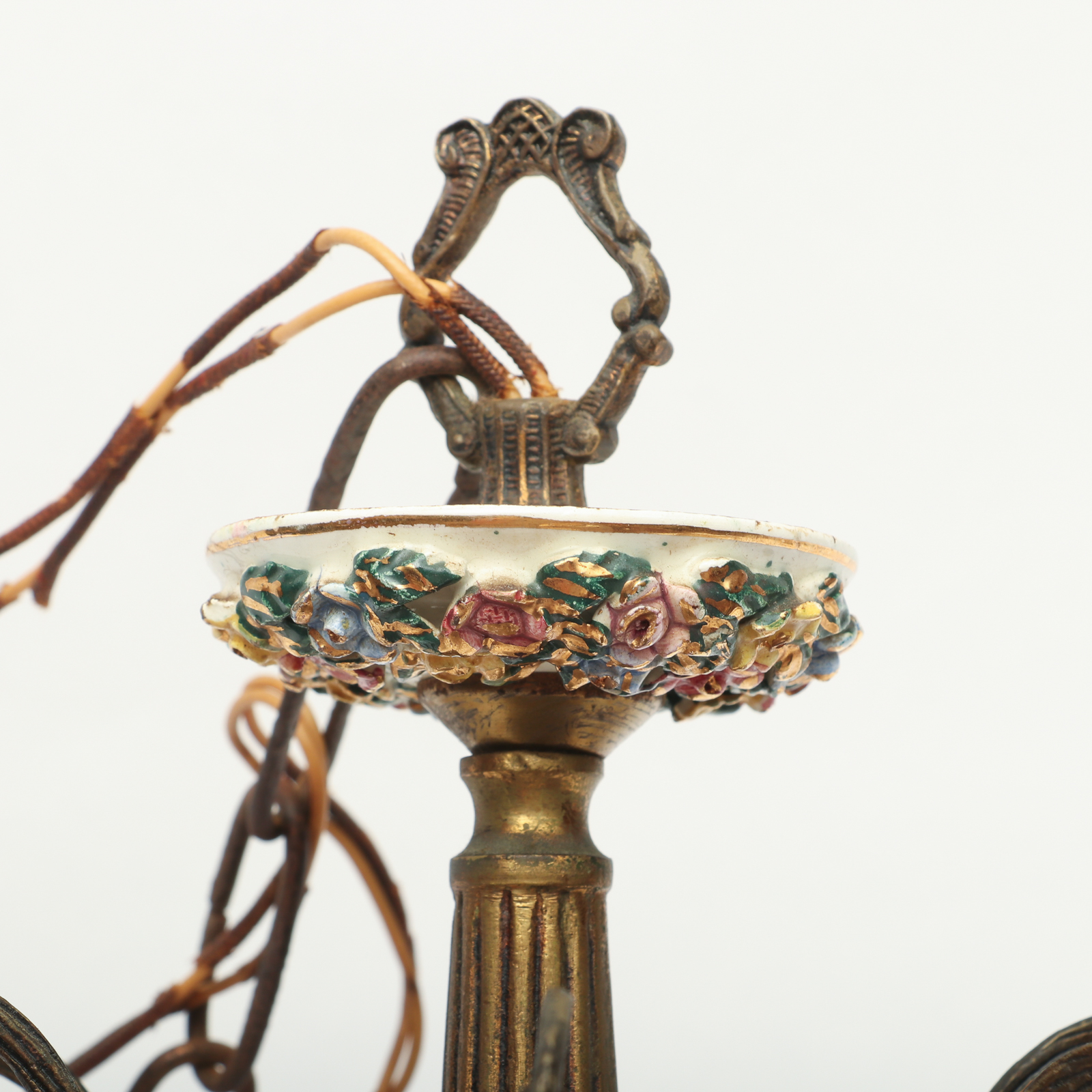 Capodimonte Style Six Arm Chandelier, Early to Mid 20th Century