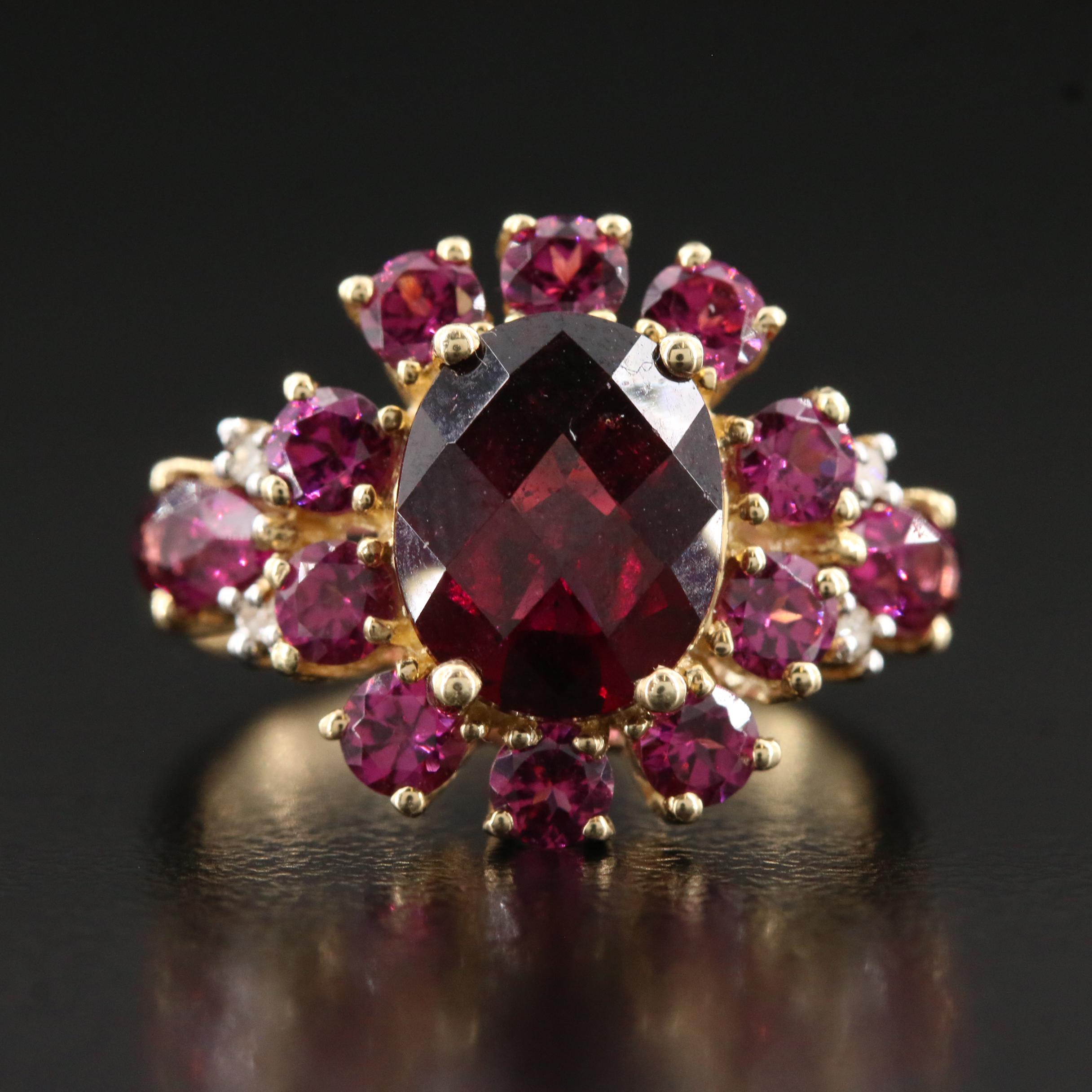 10K Garnet and Diamond Ring