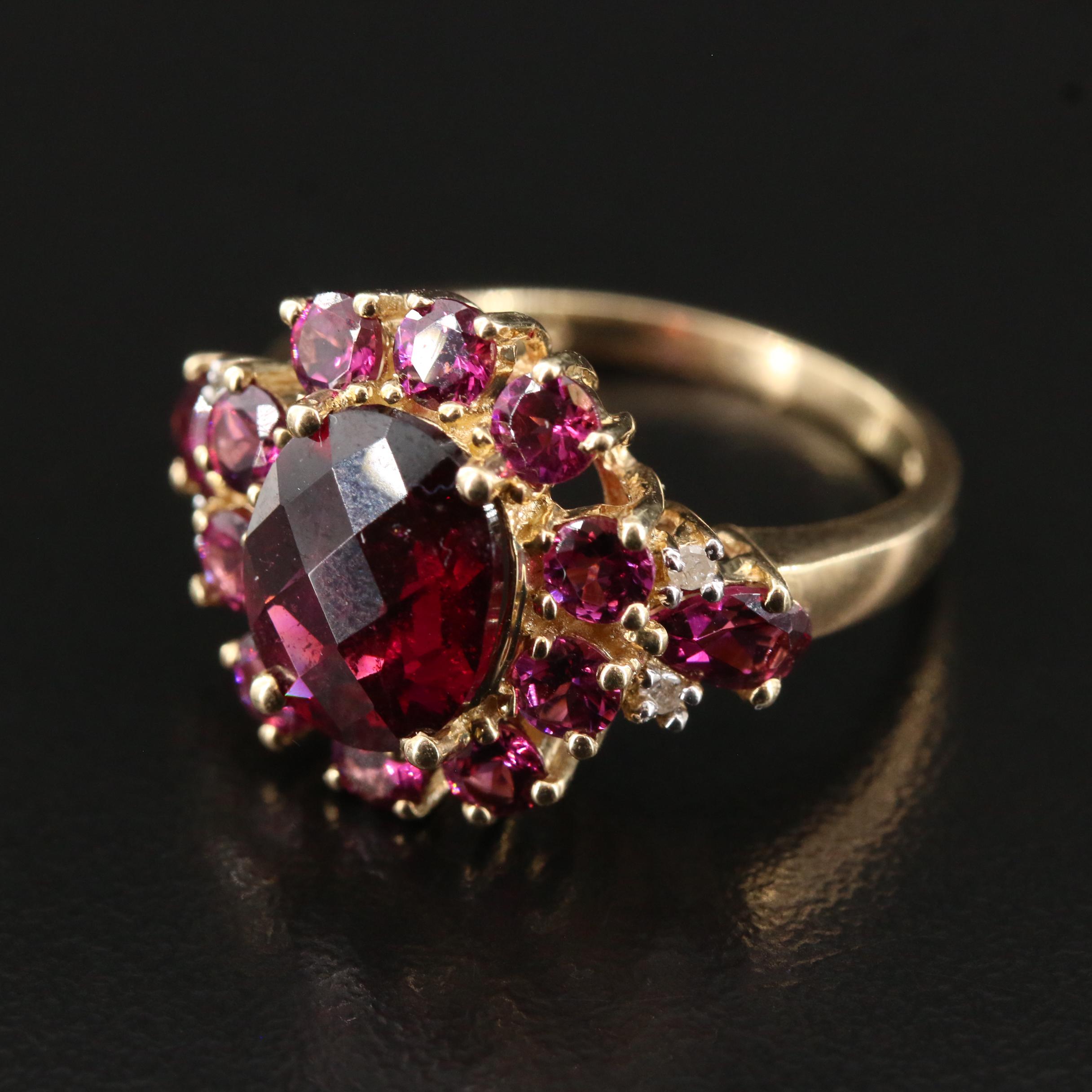10K Garnet and Diamond Ring