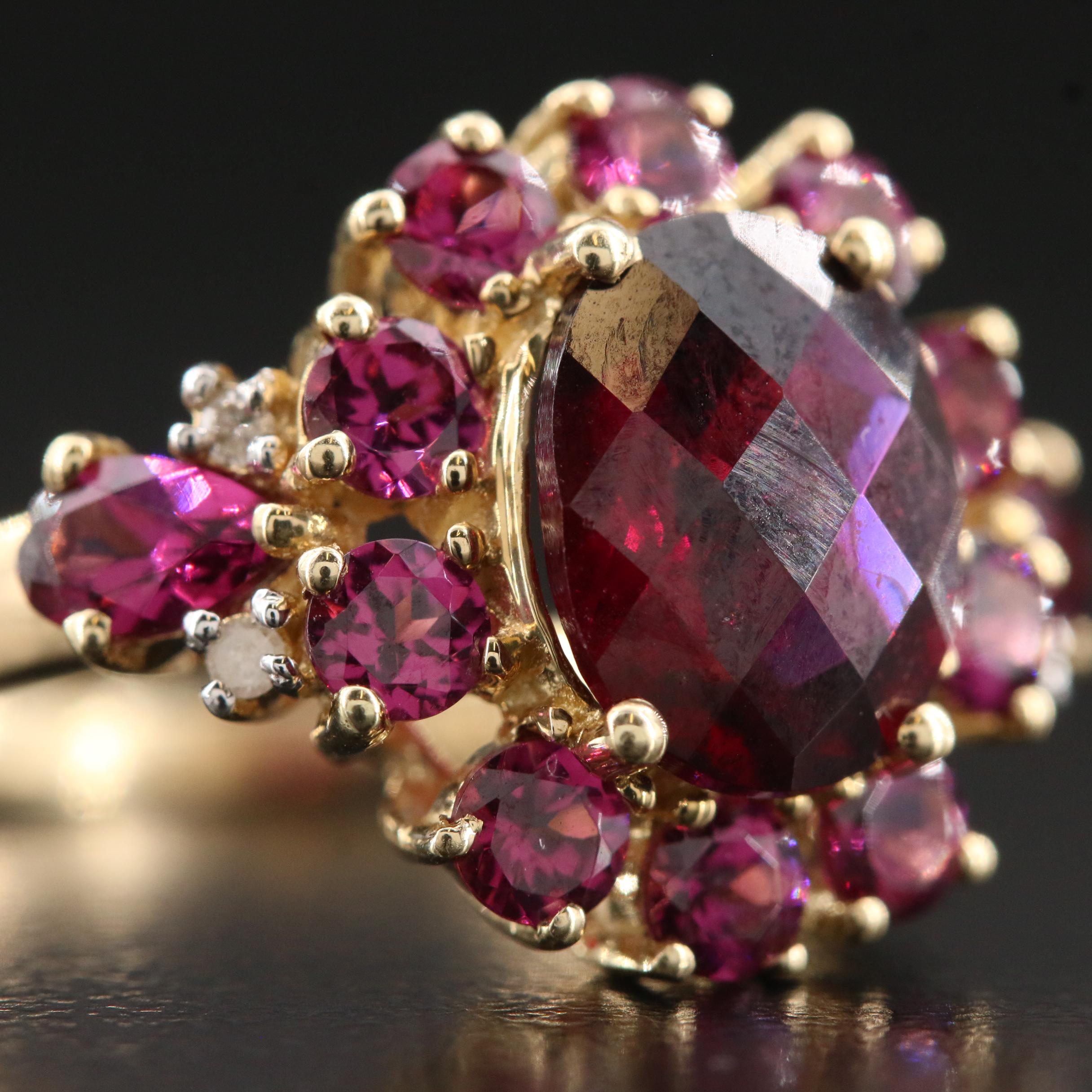 10K Garnet and Diamond Ring