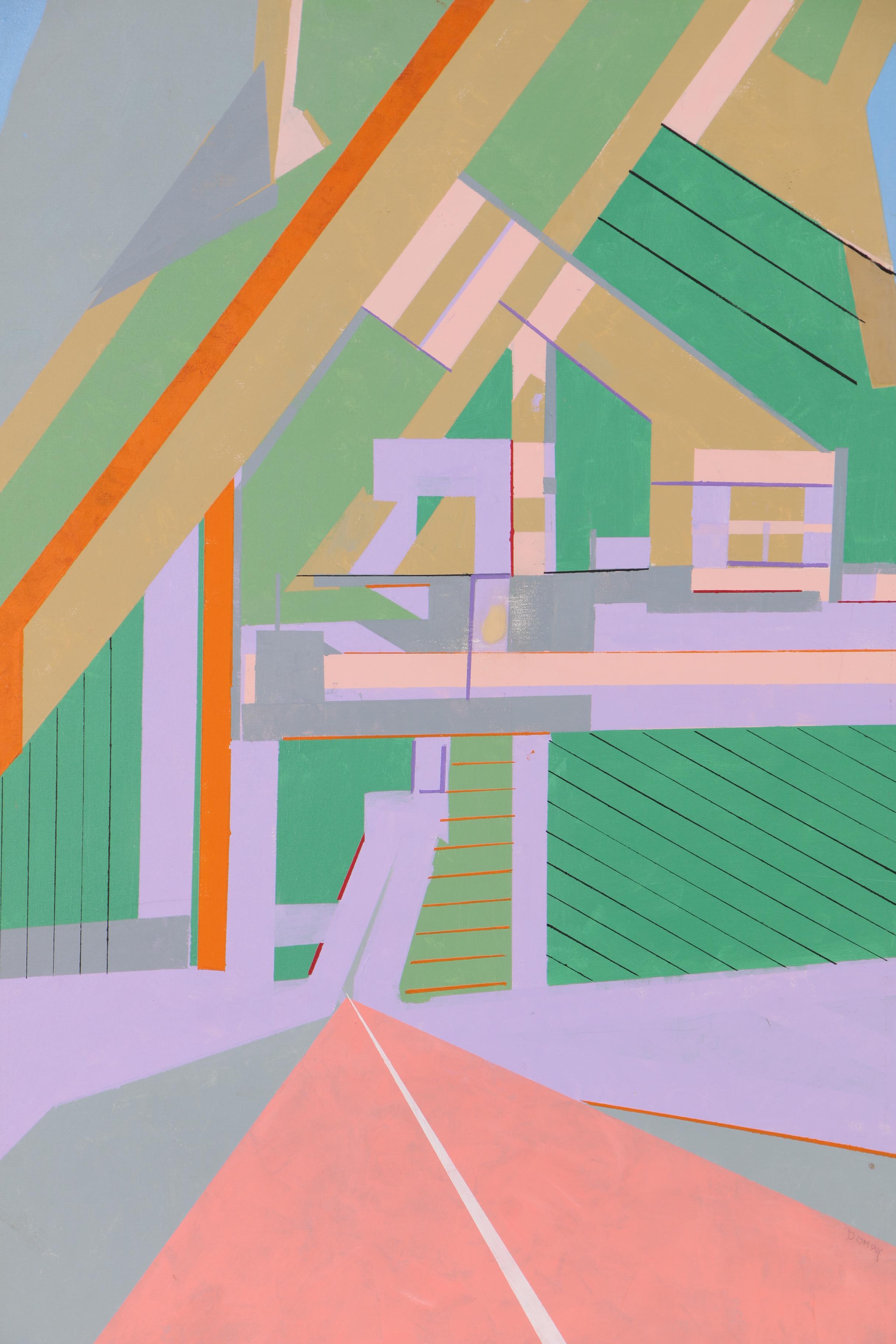 Modernist Geometric Acrylic Painting in the Style of Charles Domsky