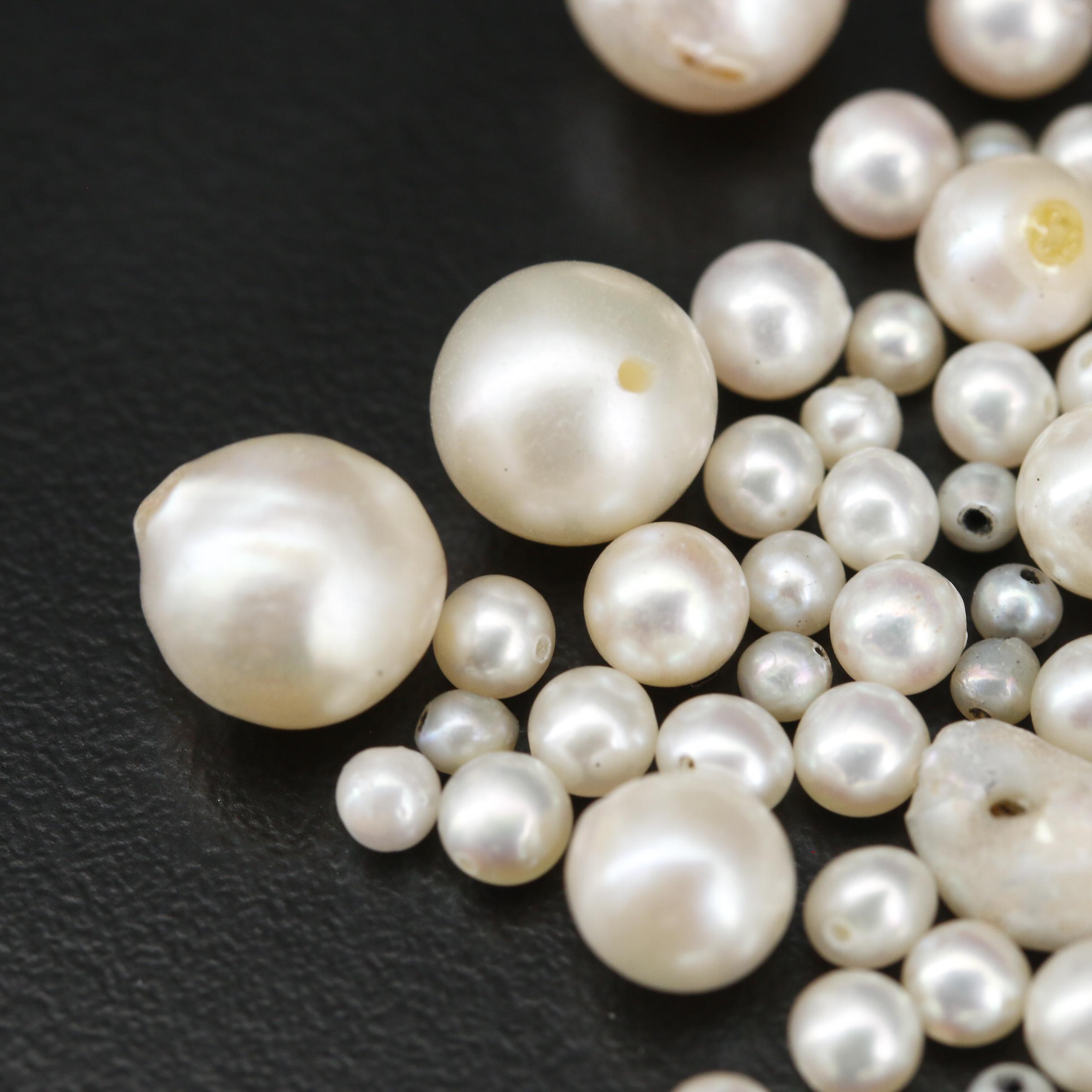Loose Round Semi-Baroque and Baroque Drilled Cultured Pearls