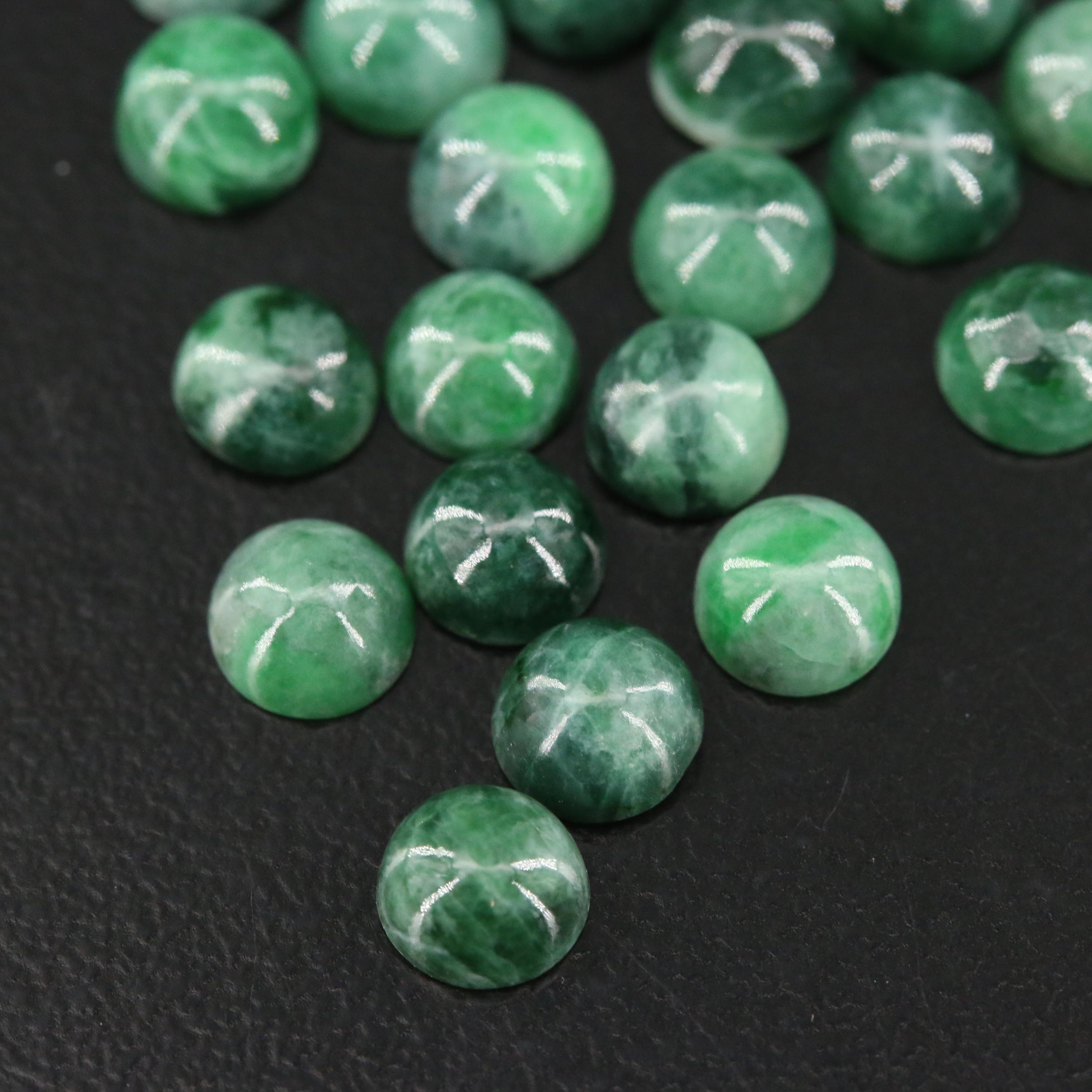 Loose 87.17 CTW Jadeite Selection Featuring Various Cabochon Shapes
